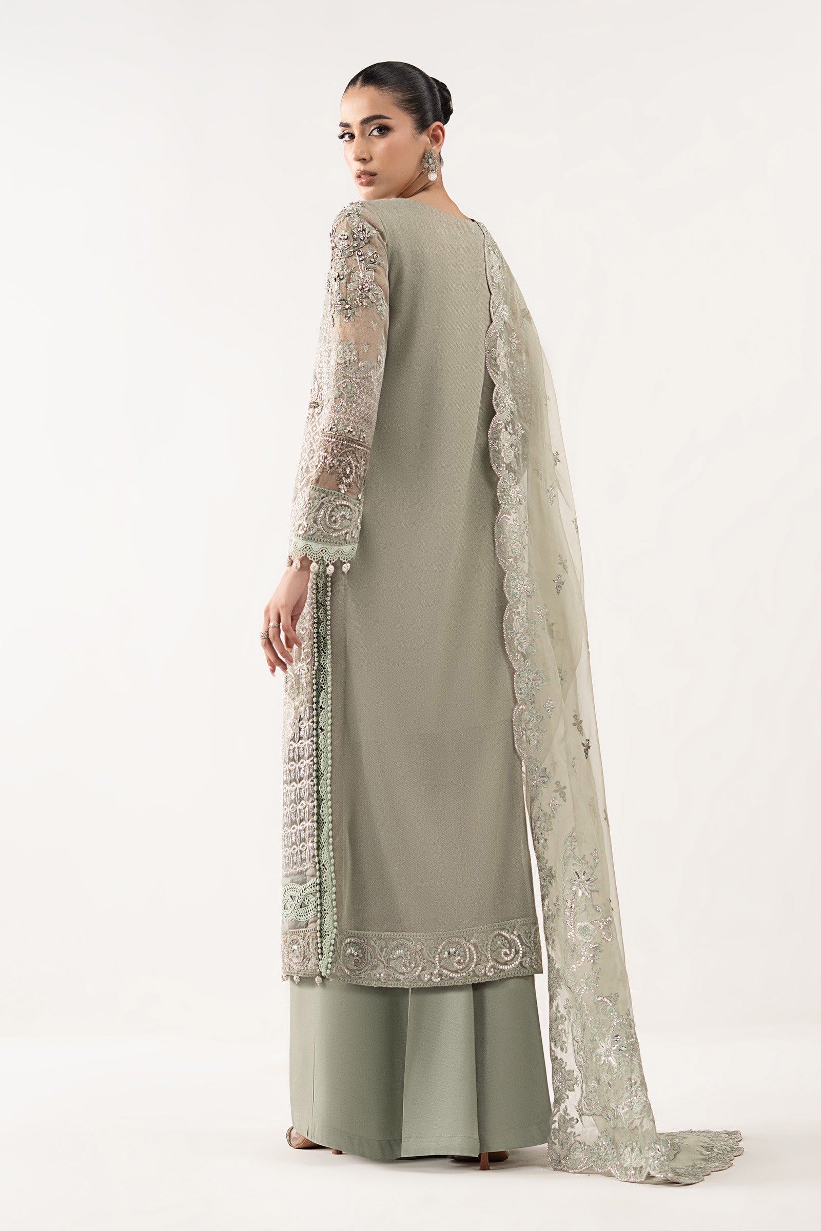 3 Piece Embroidered Net Suit
