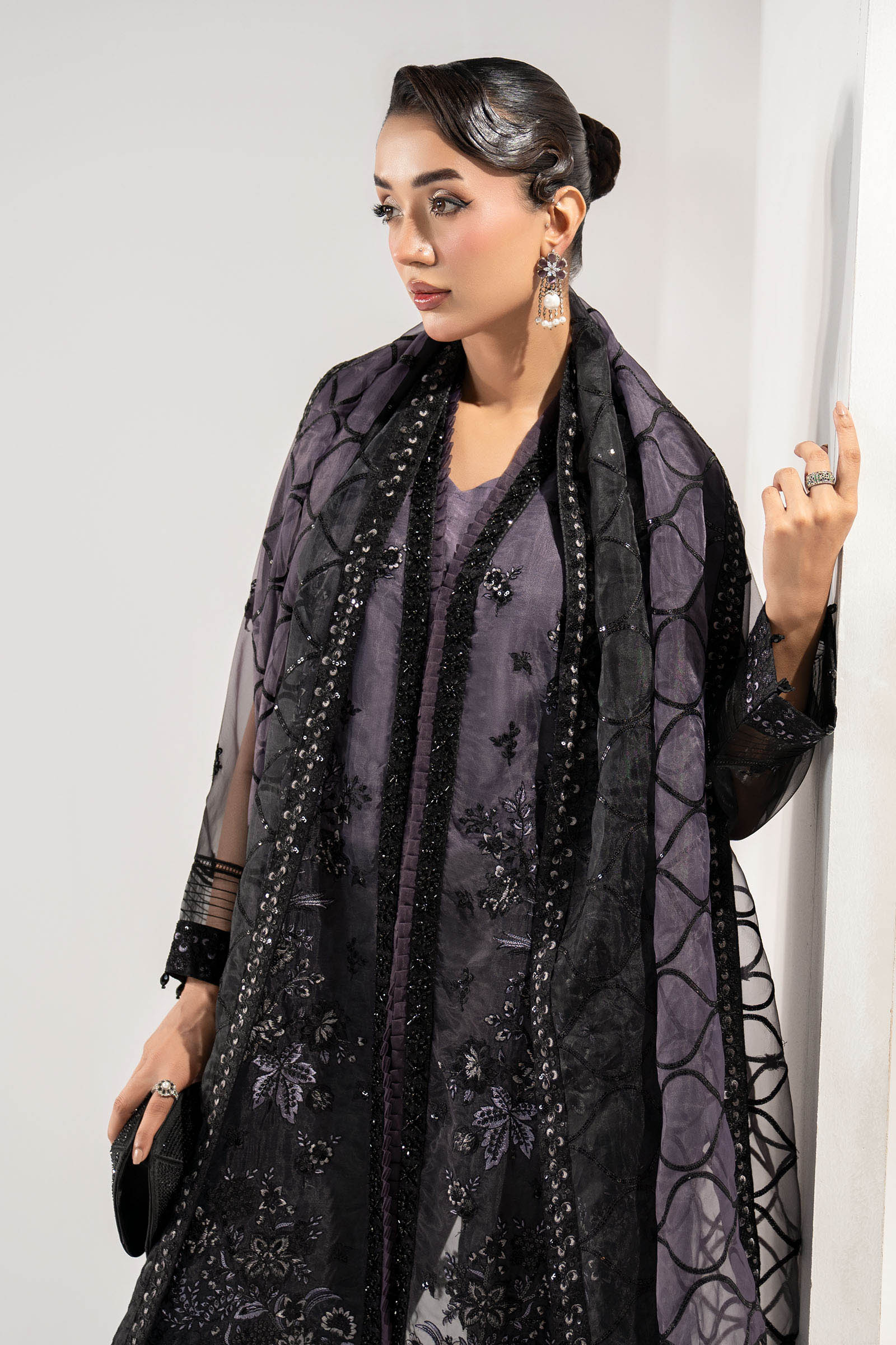 3 Piece Embroidered Organza Suit