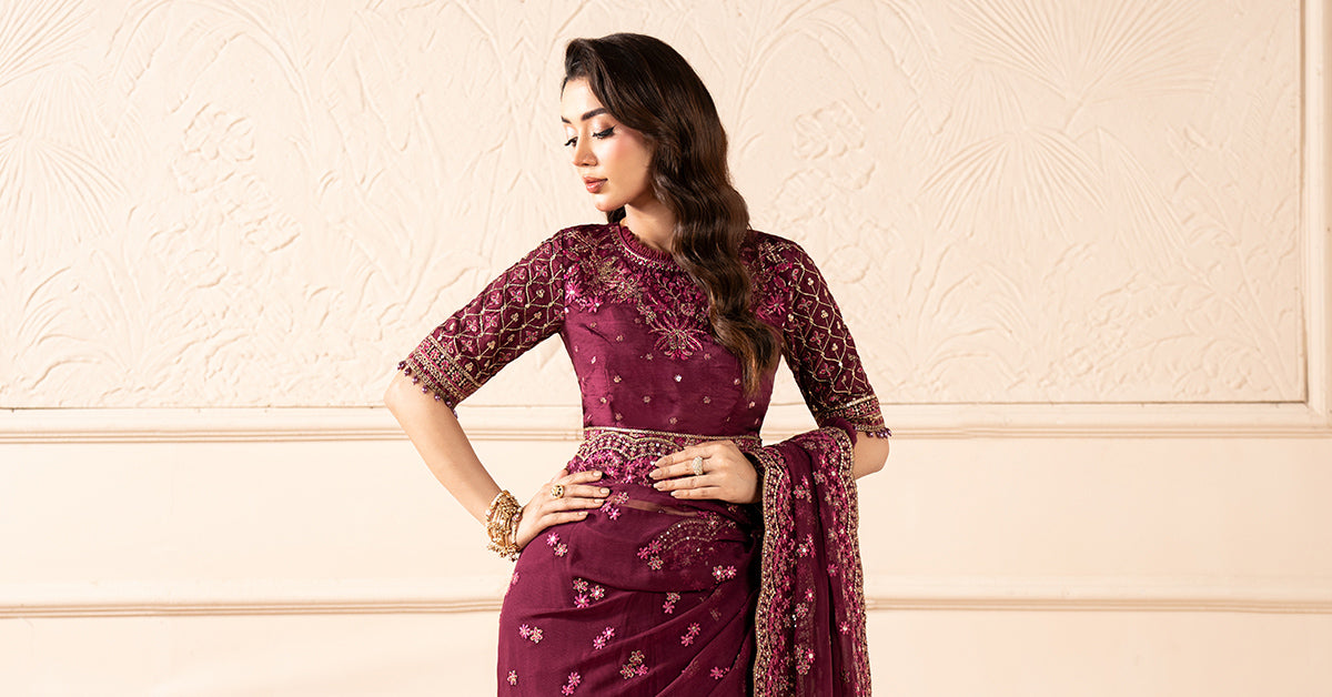 Embroidered Chiffon Saree