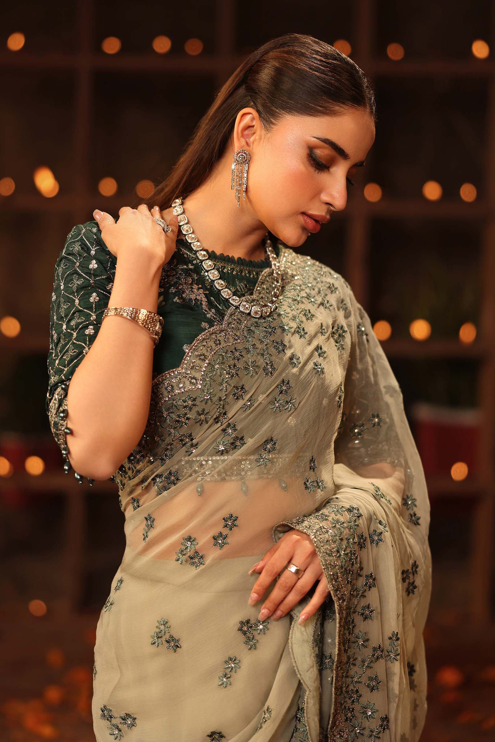 Embroidered Chiffon Saree