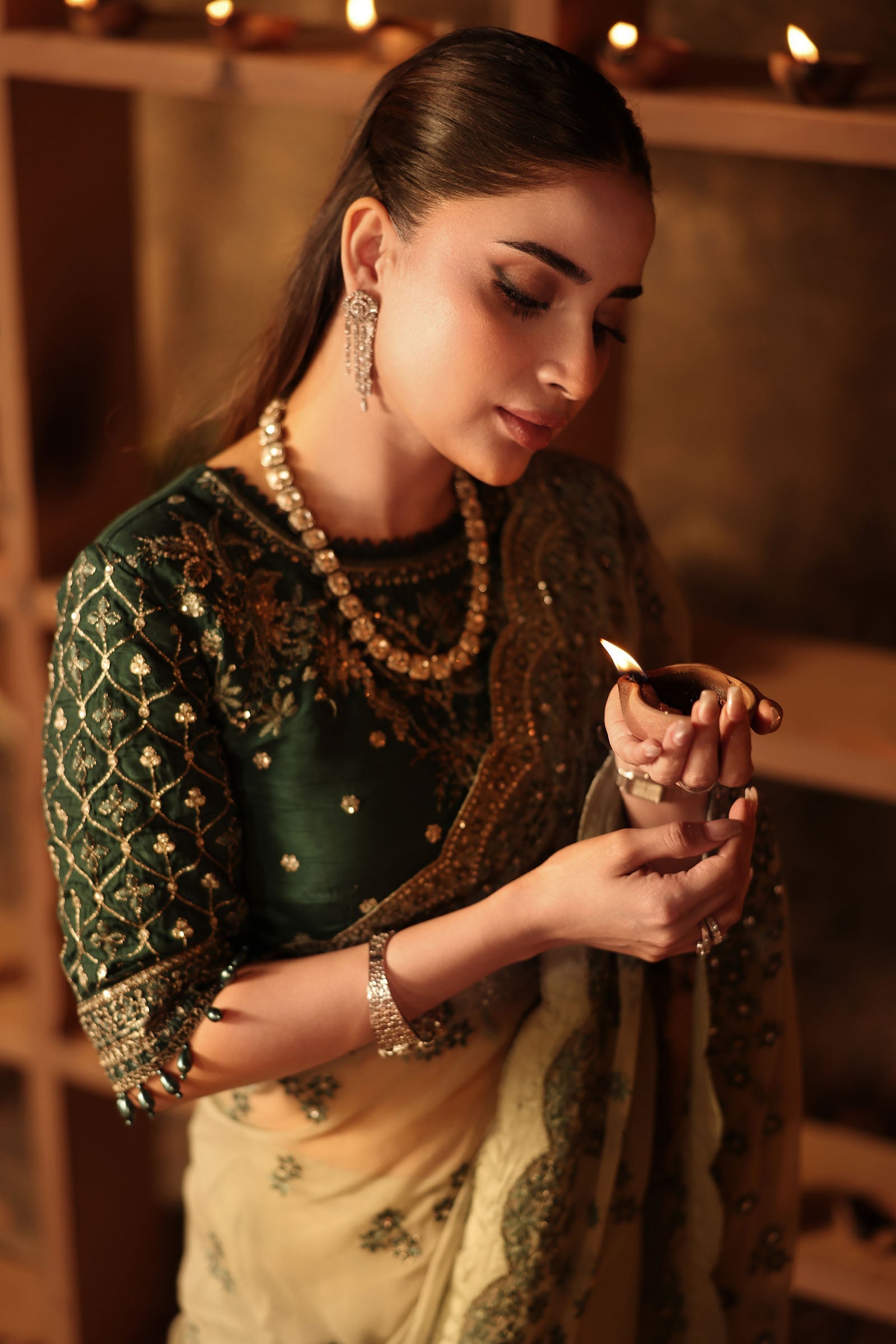 Embroidered Chiffon Saree