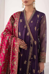 3 Piece Embroidered Zari Net Suit