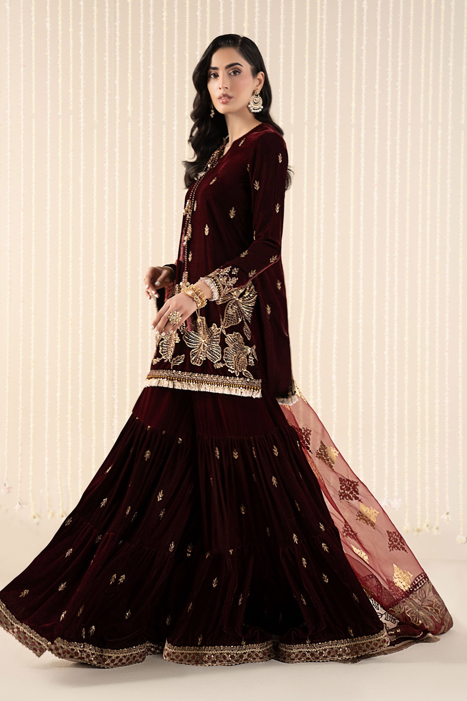 3 Piece Embroidered Velvet Suit