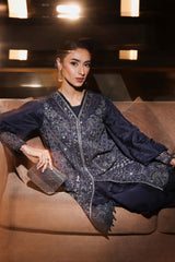 3 Piece Embroidered Raw Silk Suit