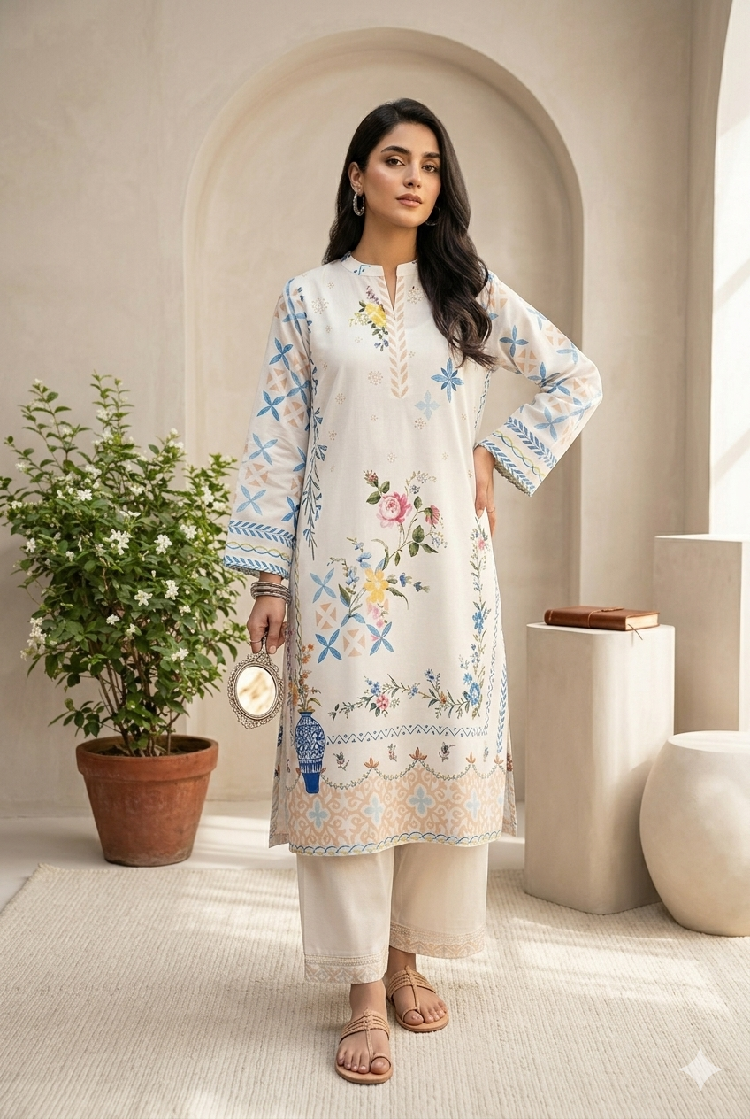 Stitched Cambric Embroidered Shirt