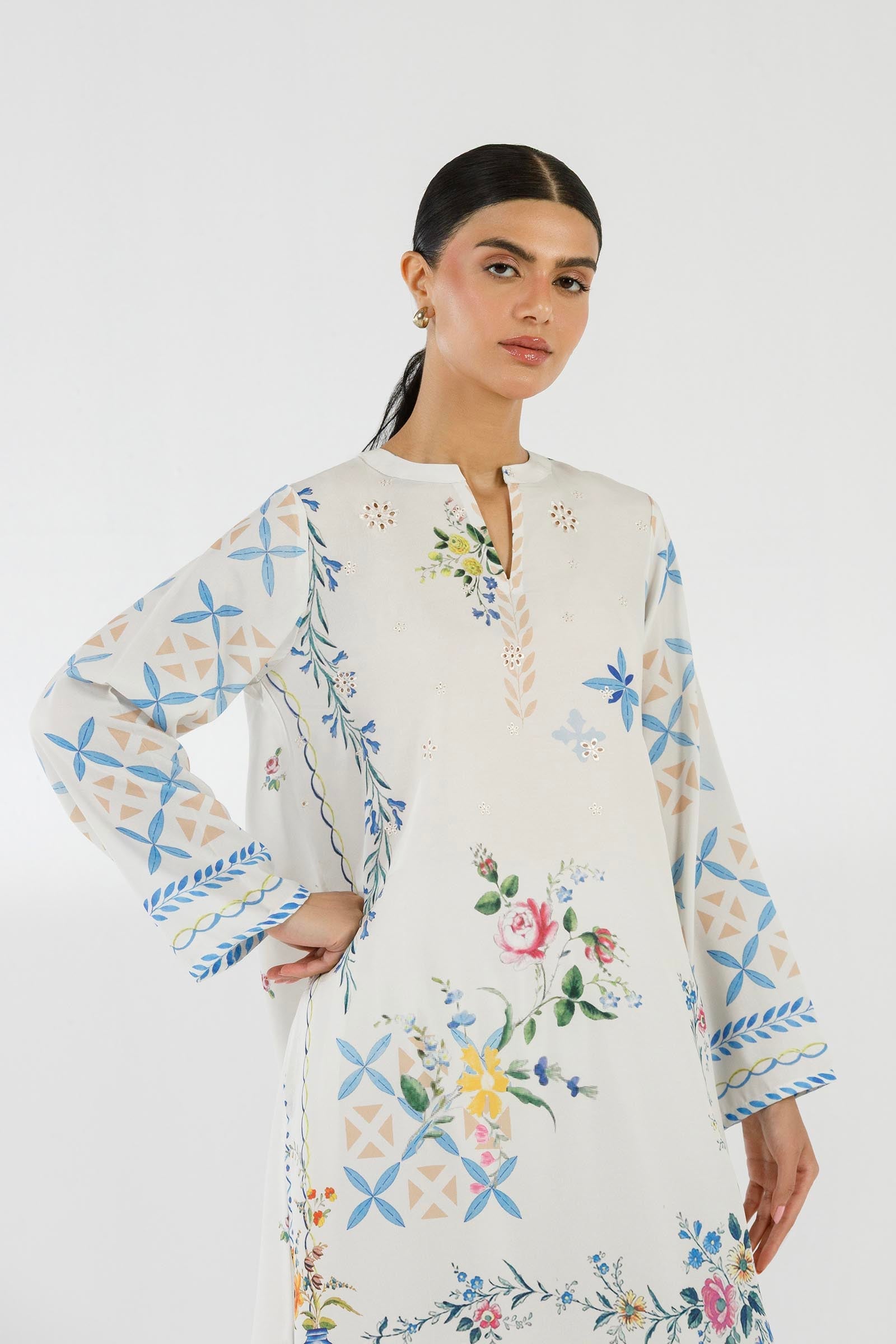 Stitched Cambric Embroidered Shirt