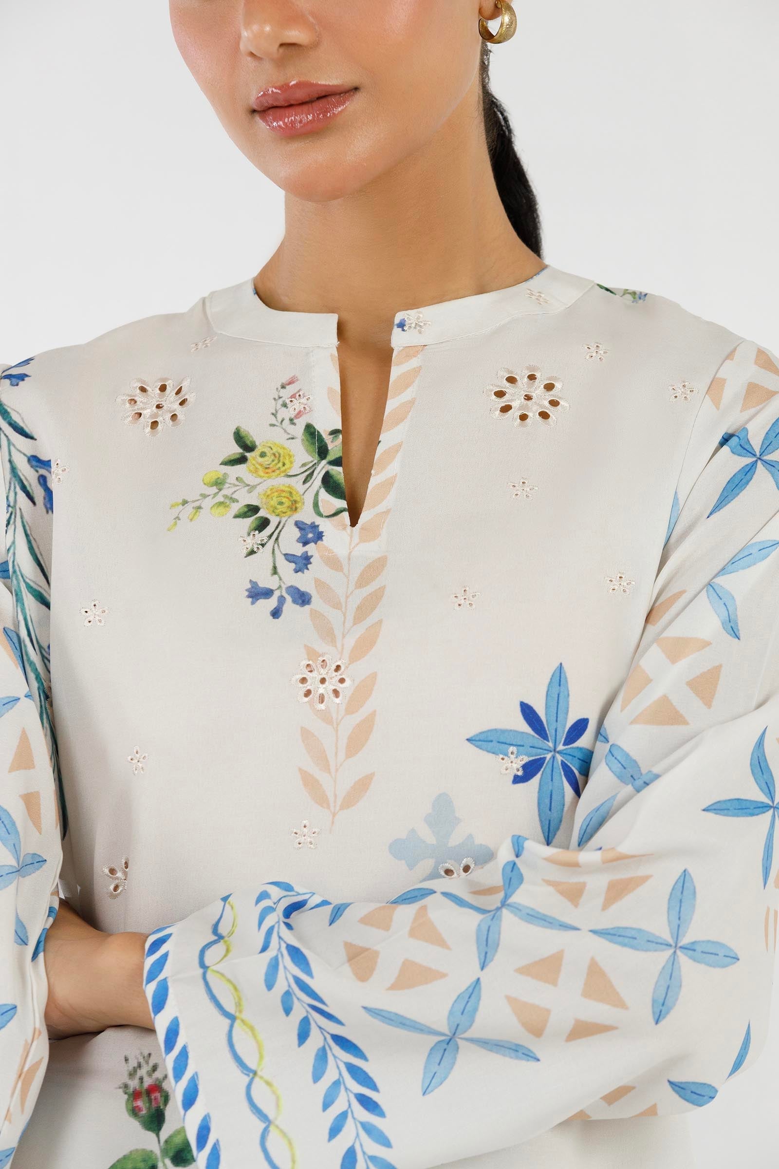 Stitched Cambric Embroidered Shirt