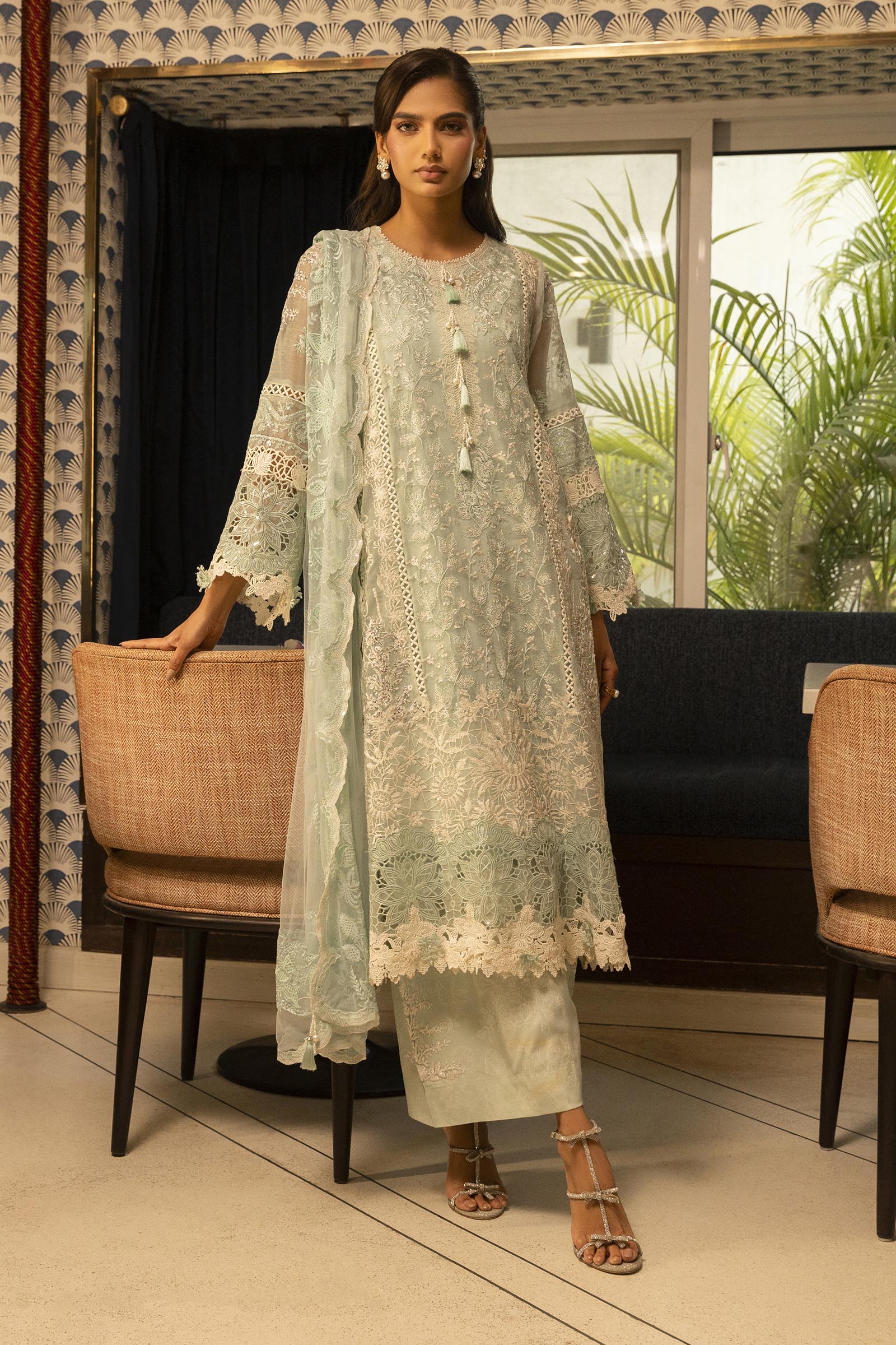 Stitched Embroidered Raw Silk Shalwar