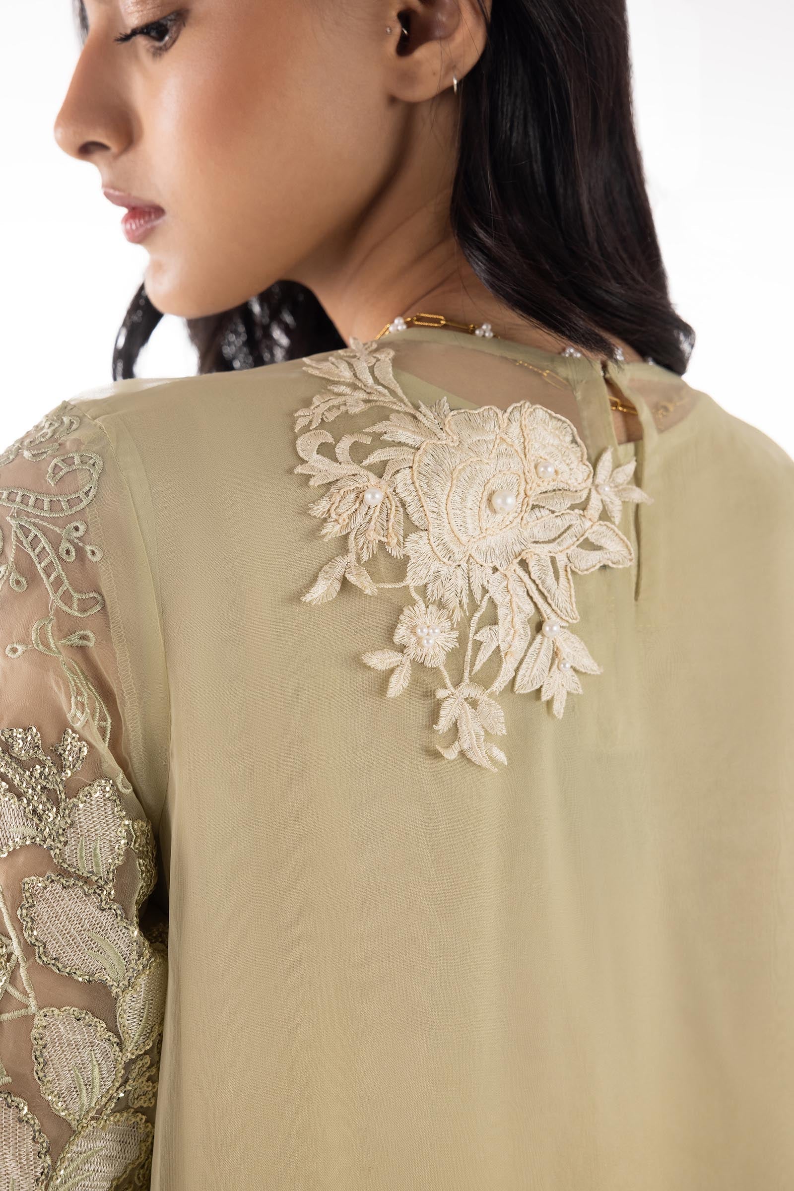 Stitched Embroidered Raw Silk Suit