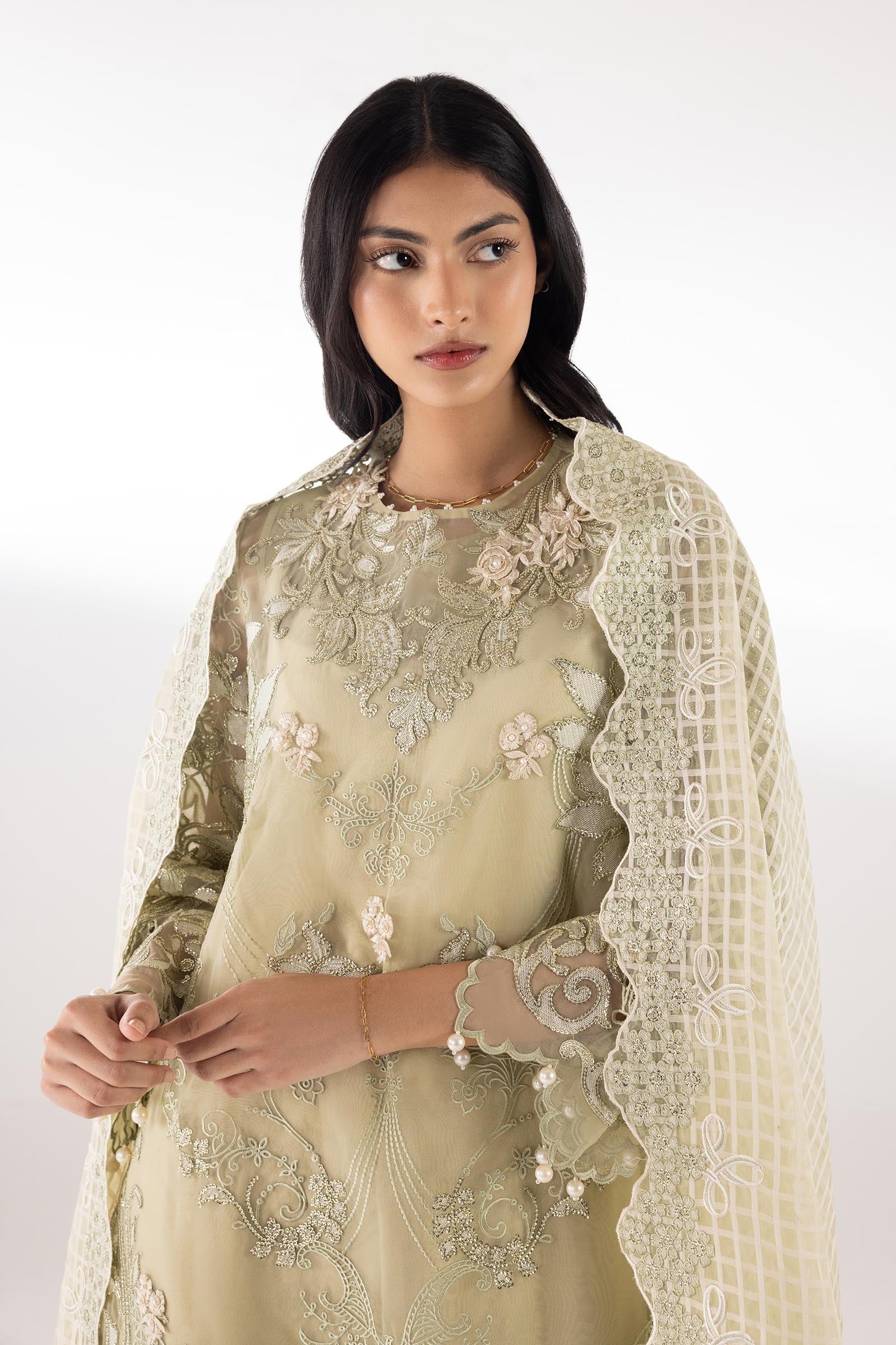 Stitched Embroidered Raw Silk Suit