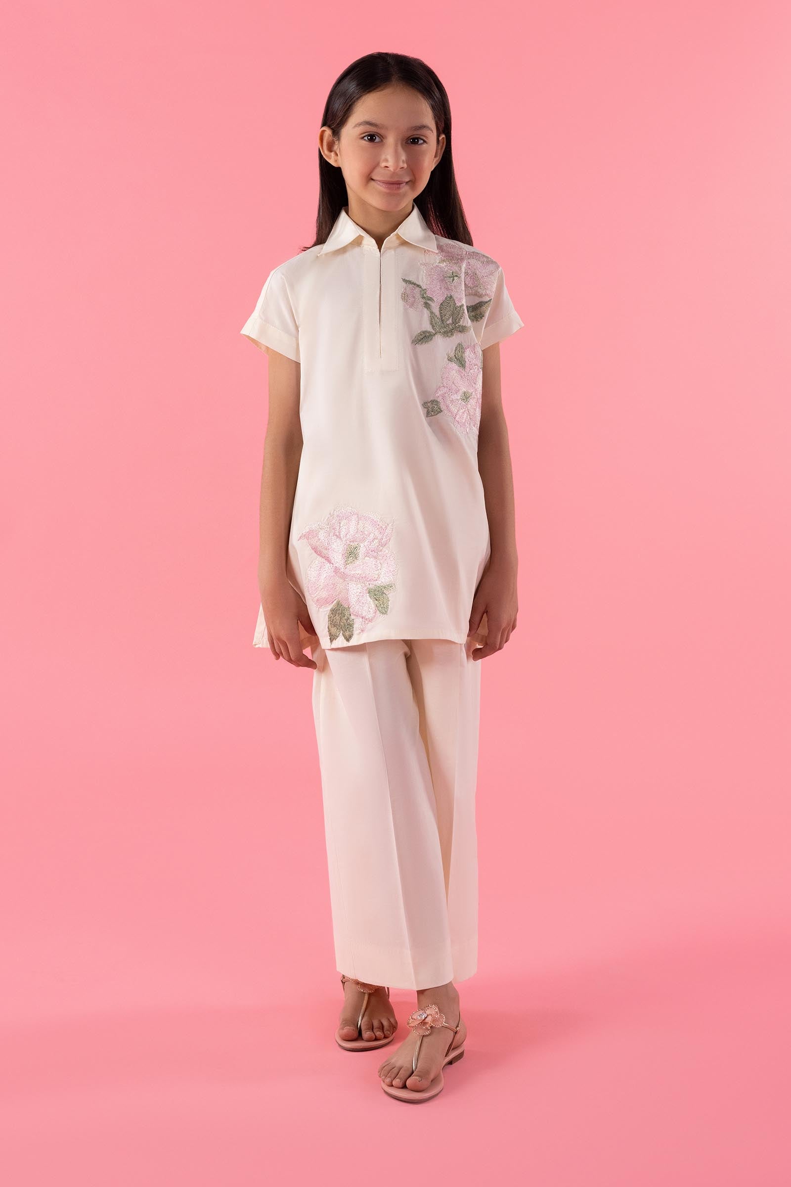Stitched Kids Embroidered Lawn Shirt + Culotte