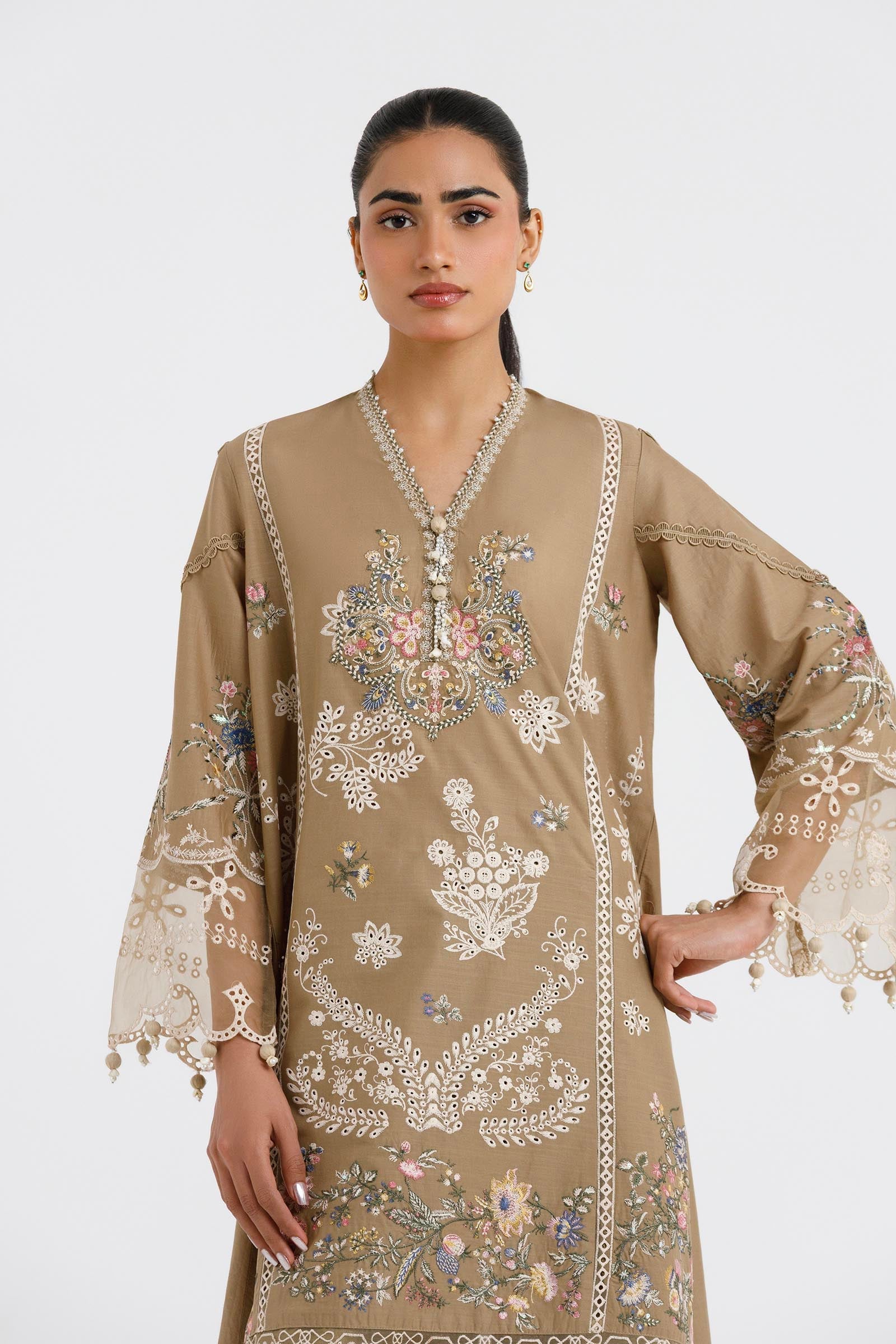 Stitched Embroidered Lawn Shirt+ Culotte