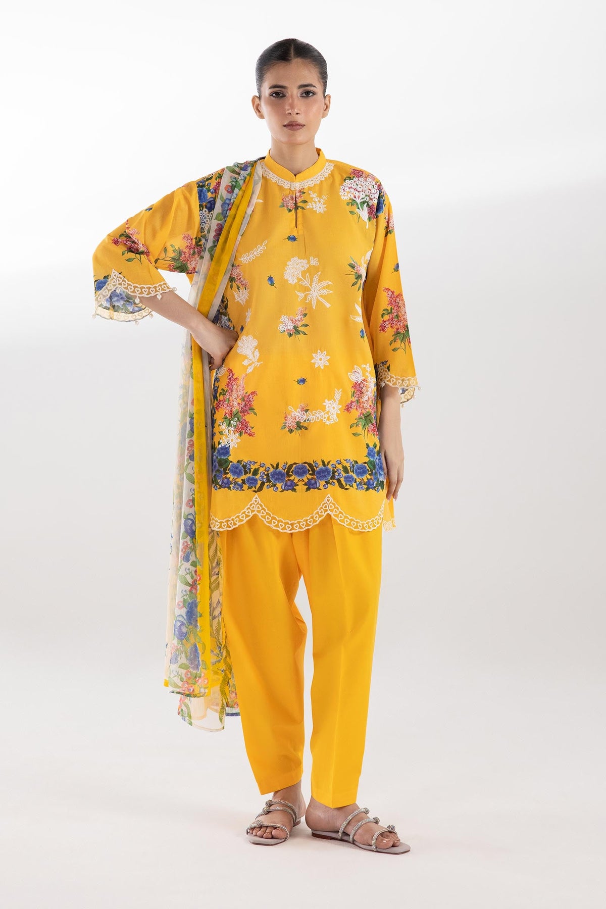 Stitched Dyed Lawn Shalwar