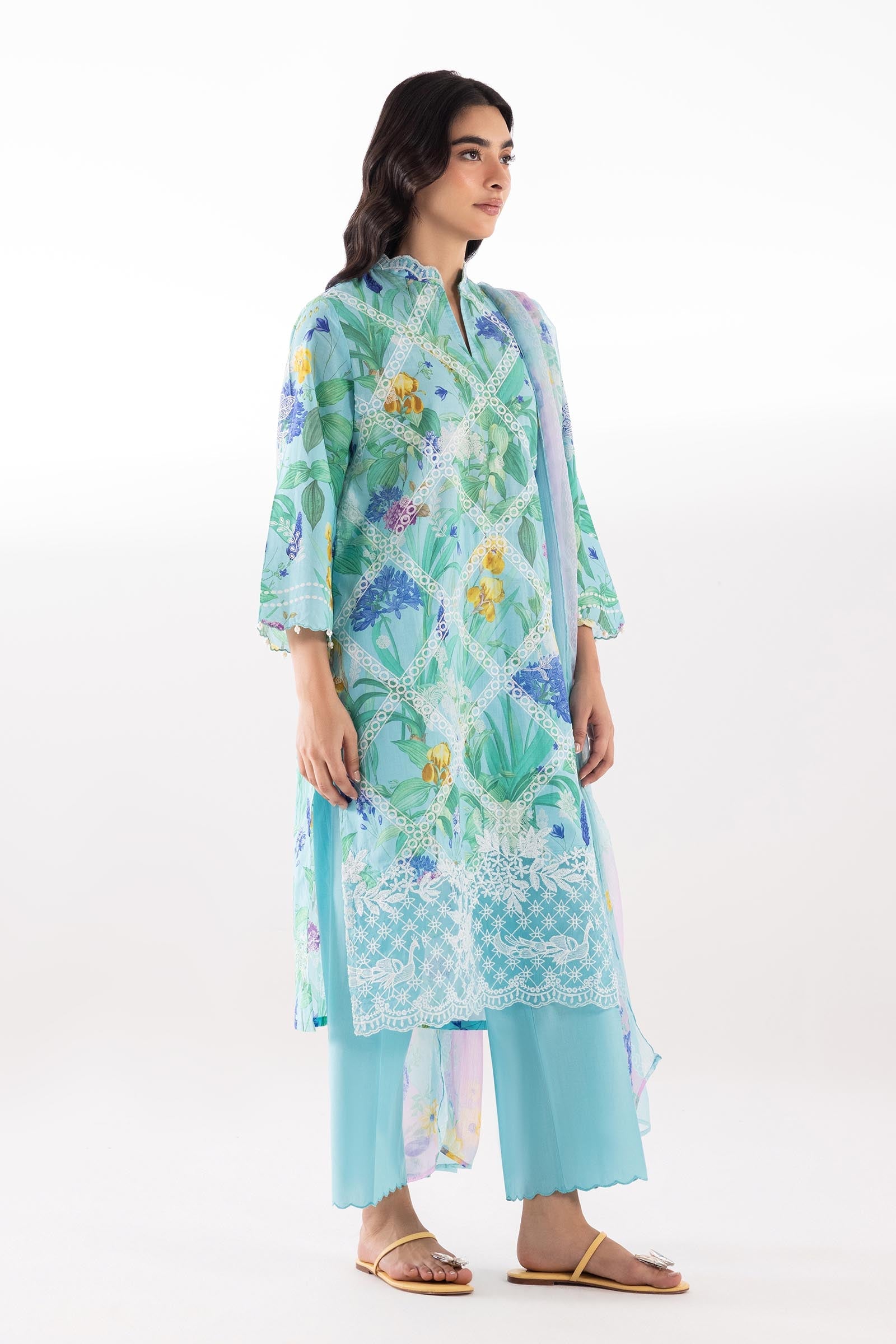 Stitched Embroidered Lawn Shirt + Bottom