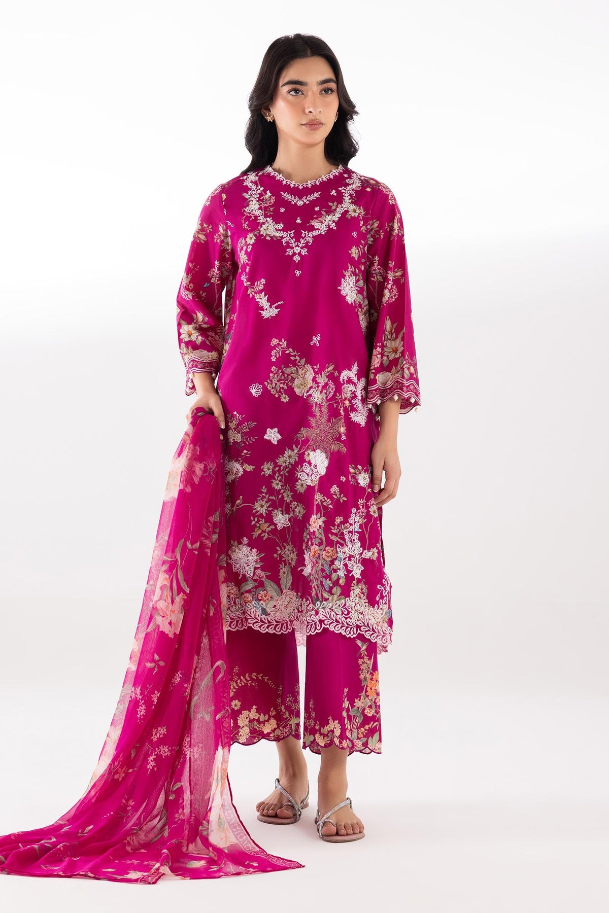 Stitched Embroidered Muzlin Lawn Shirt+ Shalwar