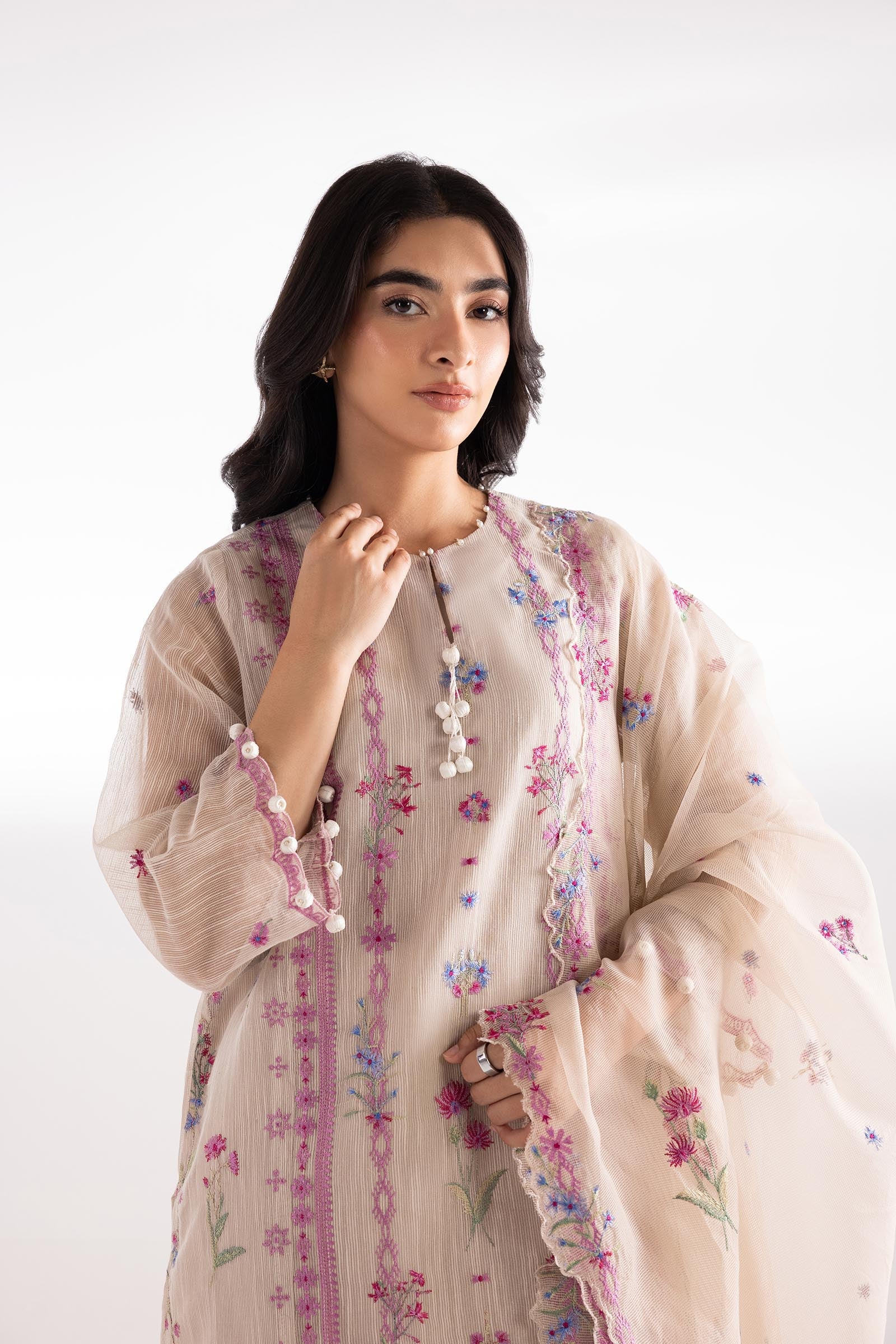 Stitched Embroidered Muzlin Lawn Suit