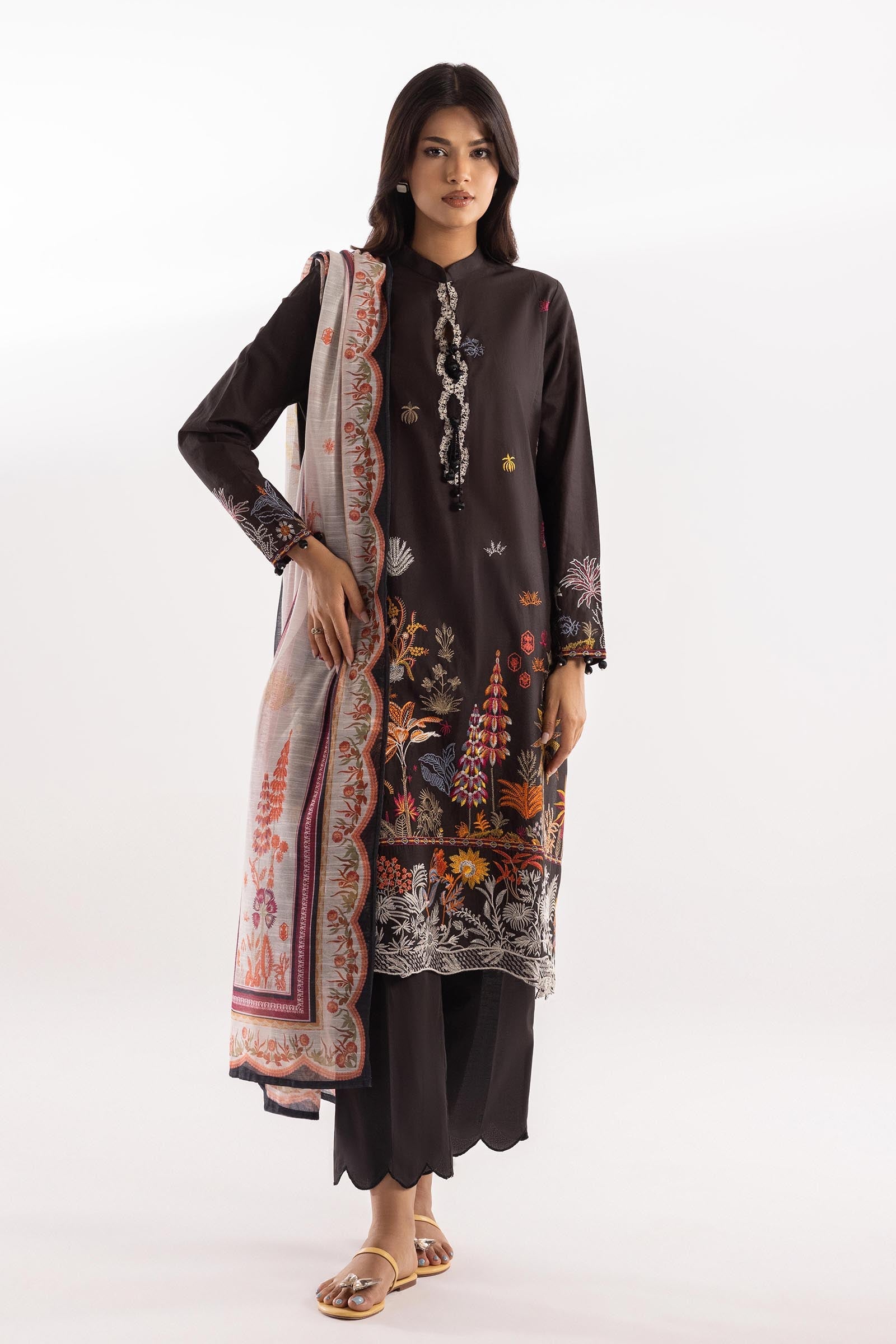 Stitched Dyed Lawn Trouser
