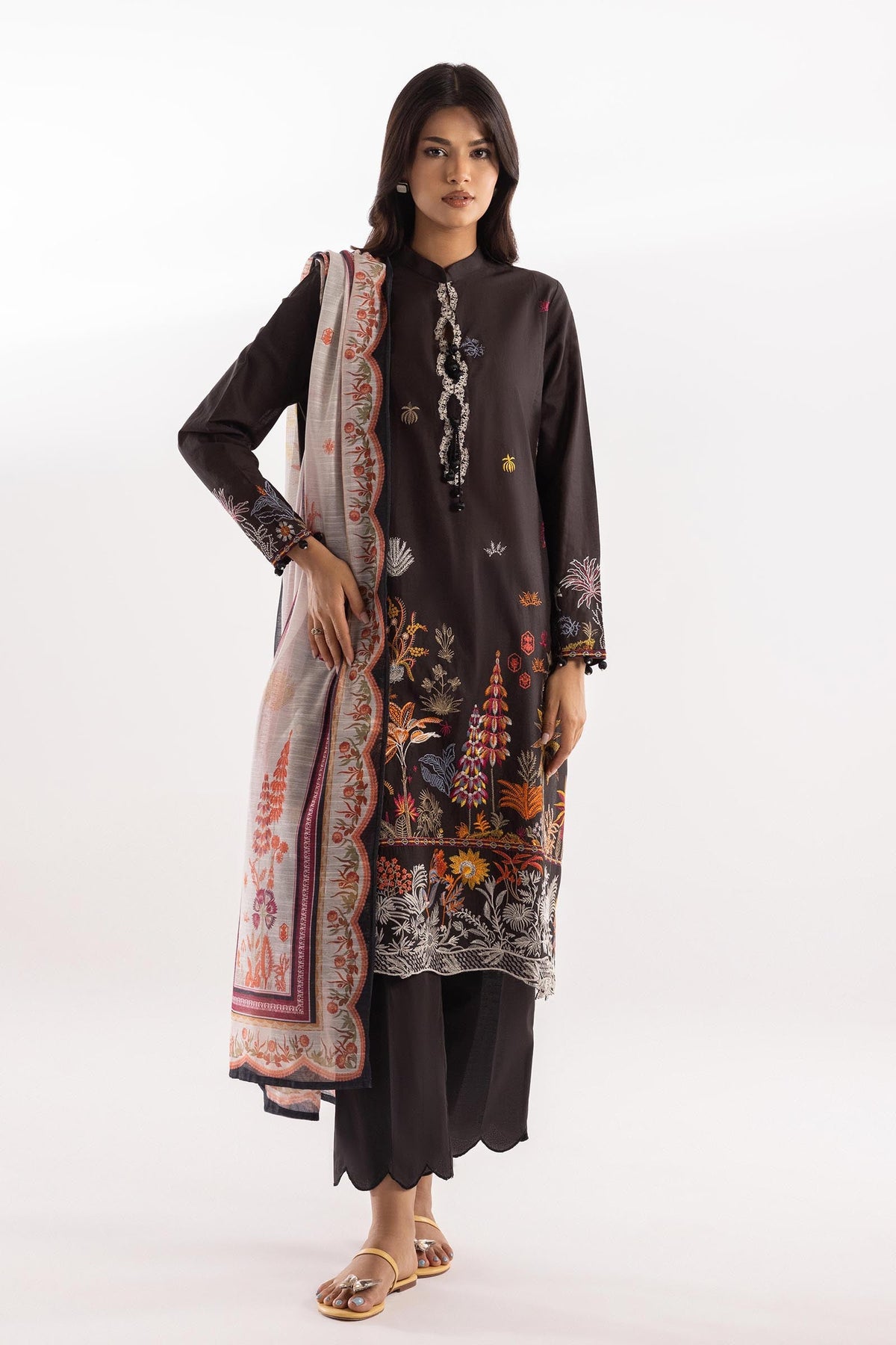 Stitched Dyed Lawn Trouser