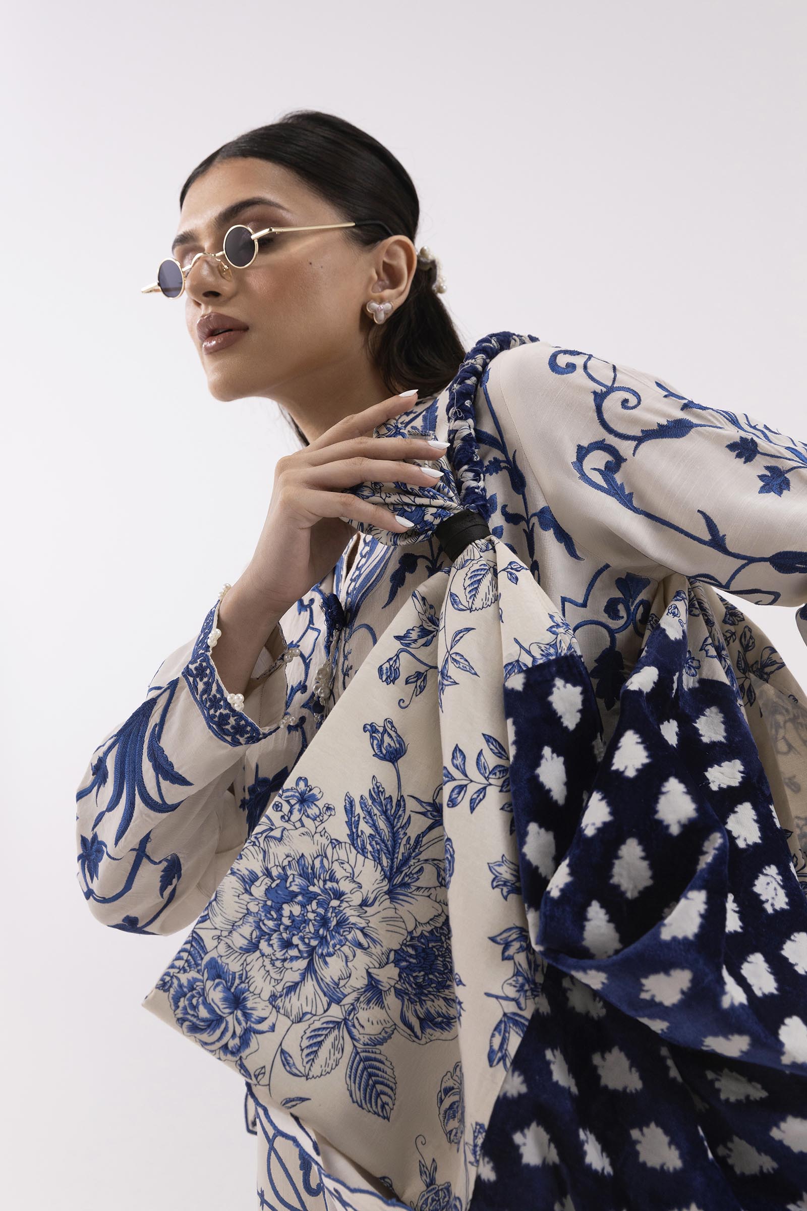 Stitched Embroidered Raw Silk Shirt
