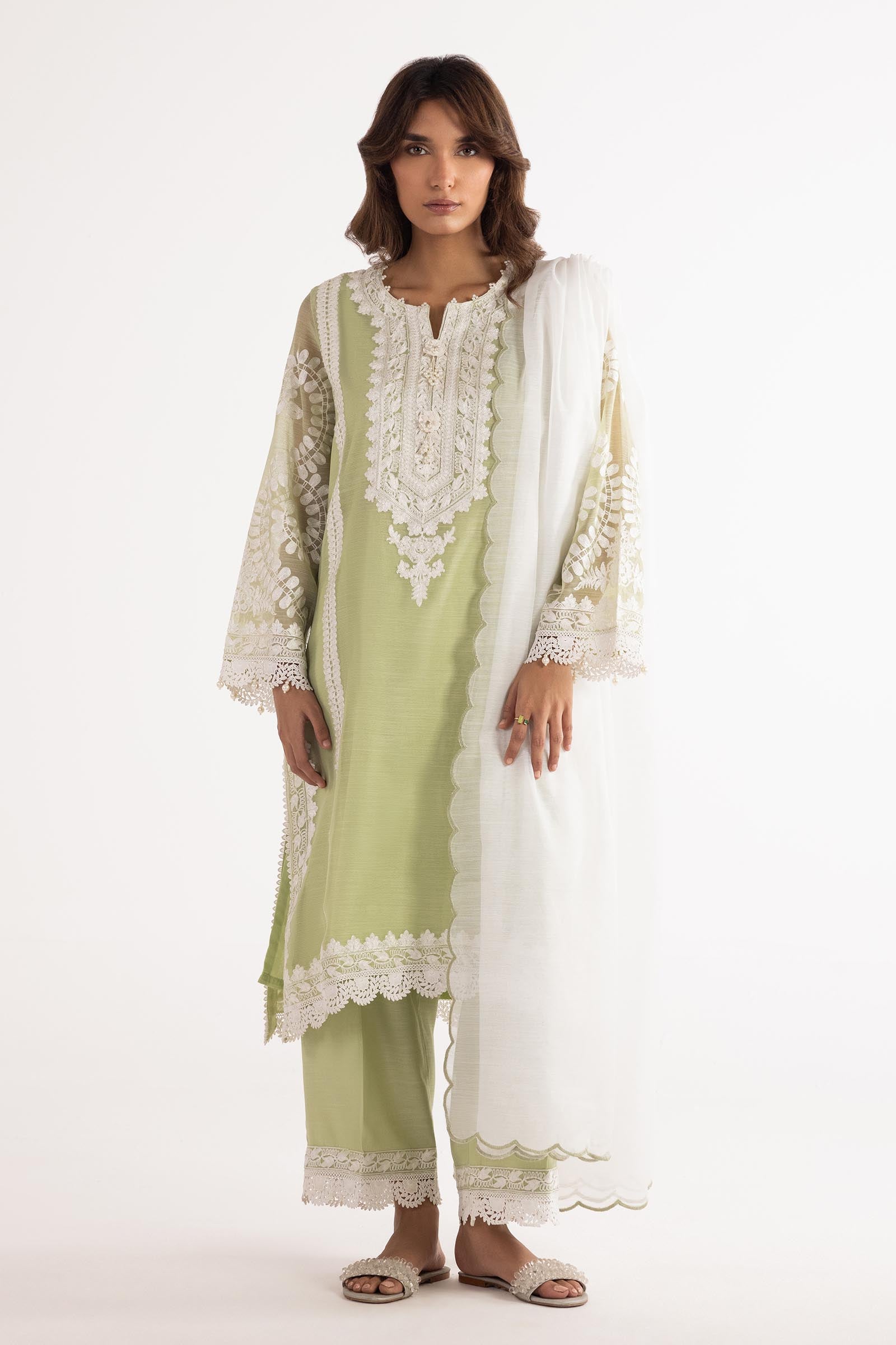 Stitched Cotton Embroidered Dupatta