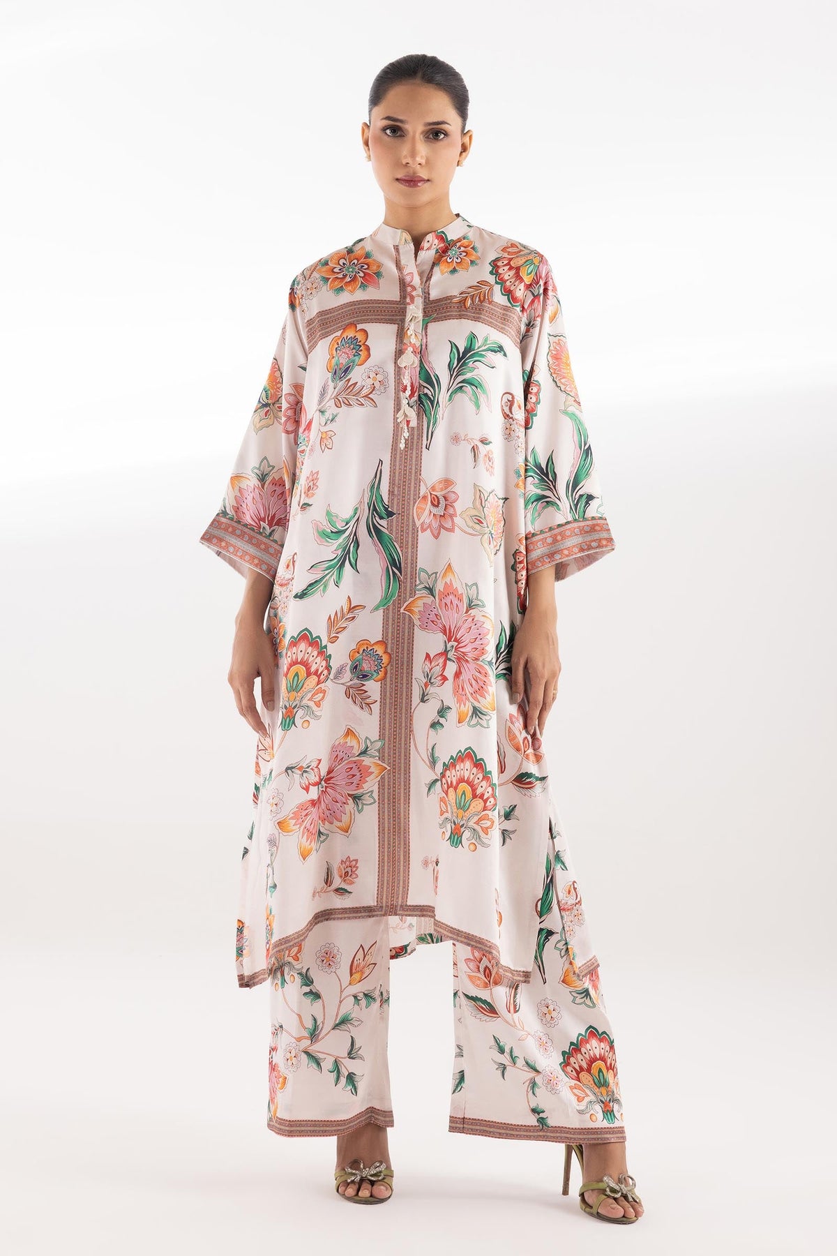 Stitched Printed Satin Shirt