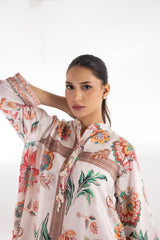 Stitched Printed Satin Shirt