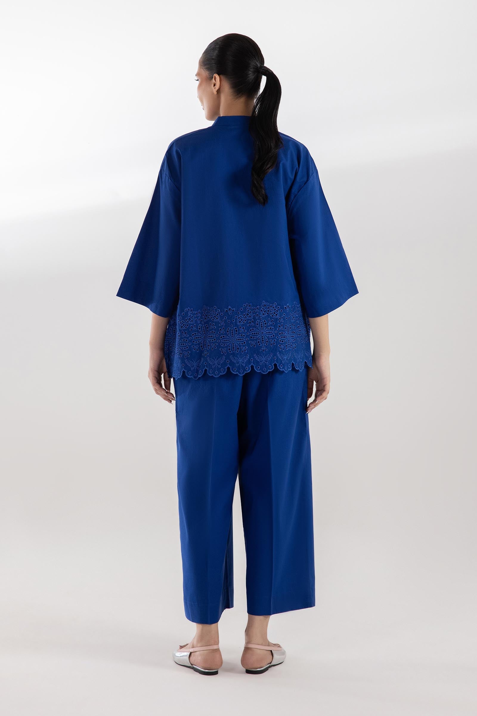 Stitched Embroidered Lawn West Shirt + Culotte