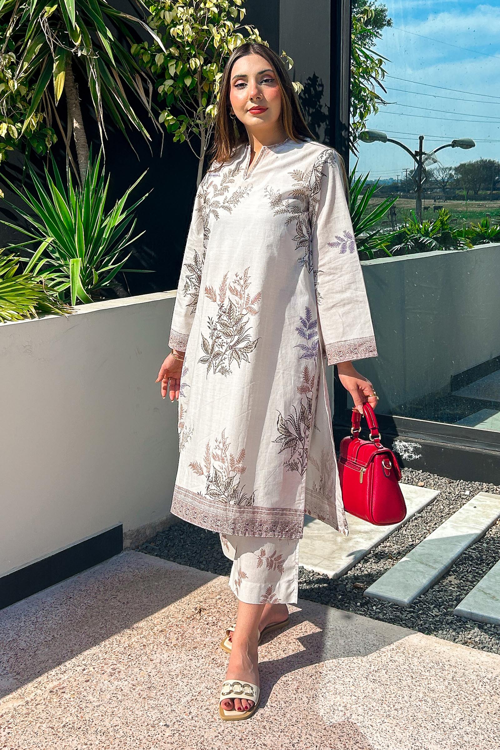 Stitched Printed Slub Shirt + Culotte