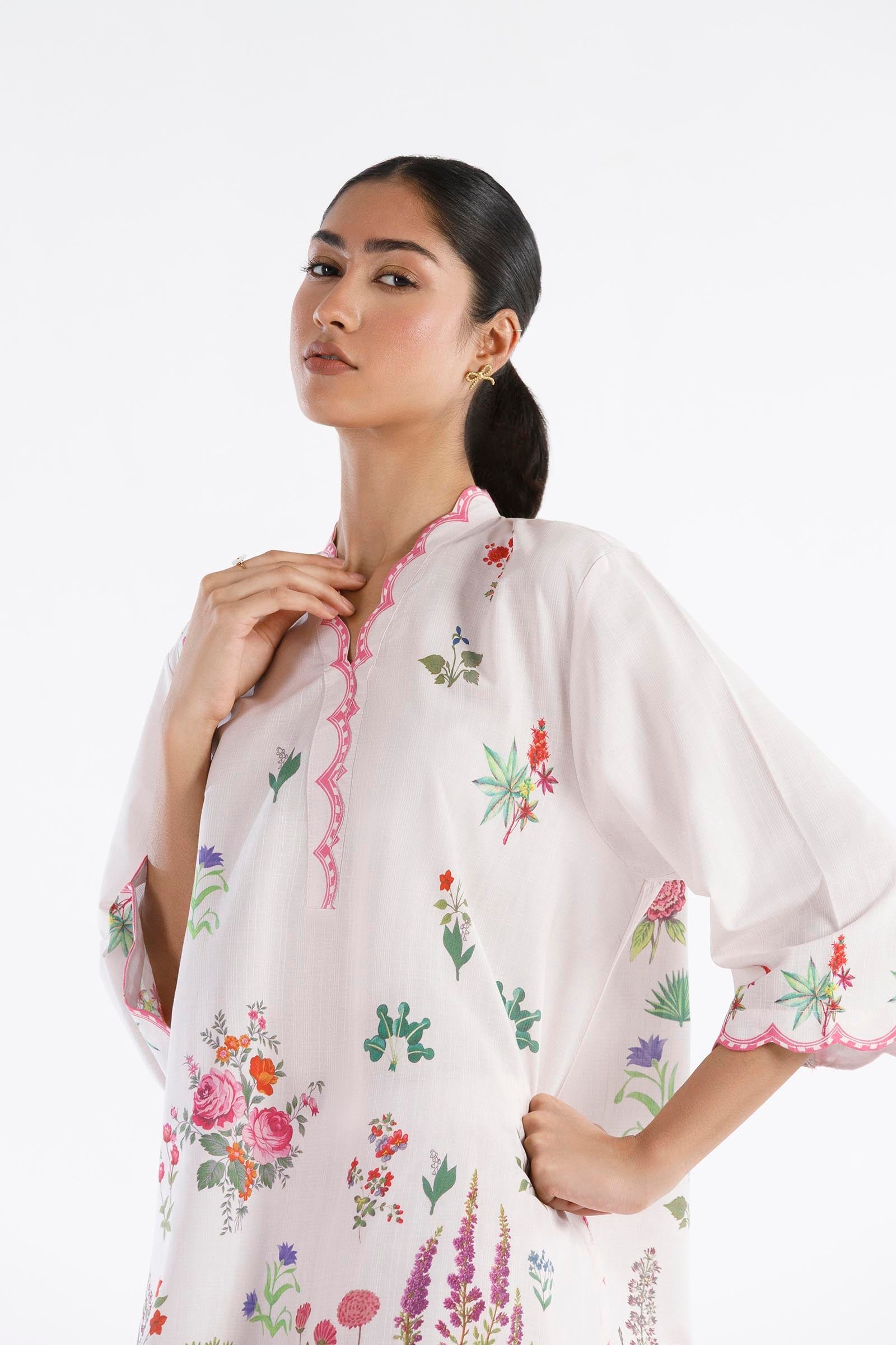 Stitched Printed Slub Shirt + Culotte