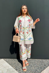 Stitched Printed Slub Shirt + Culotte