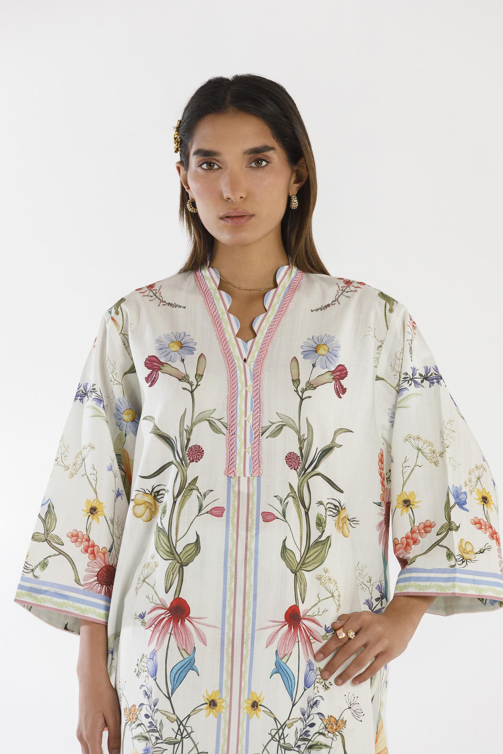 Stitched Printed Slub Shirt + Culotte