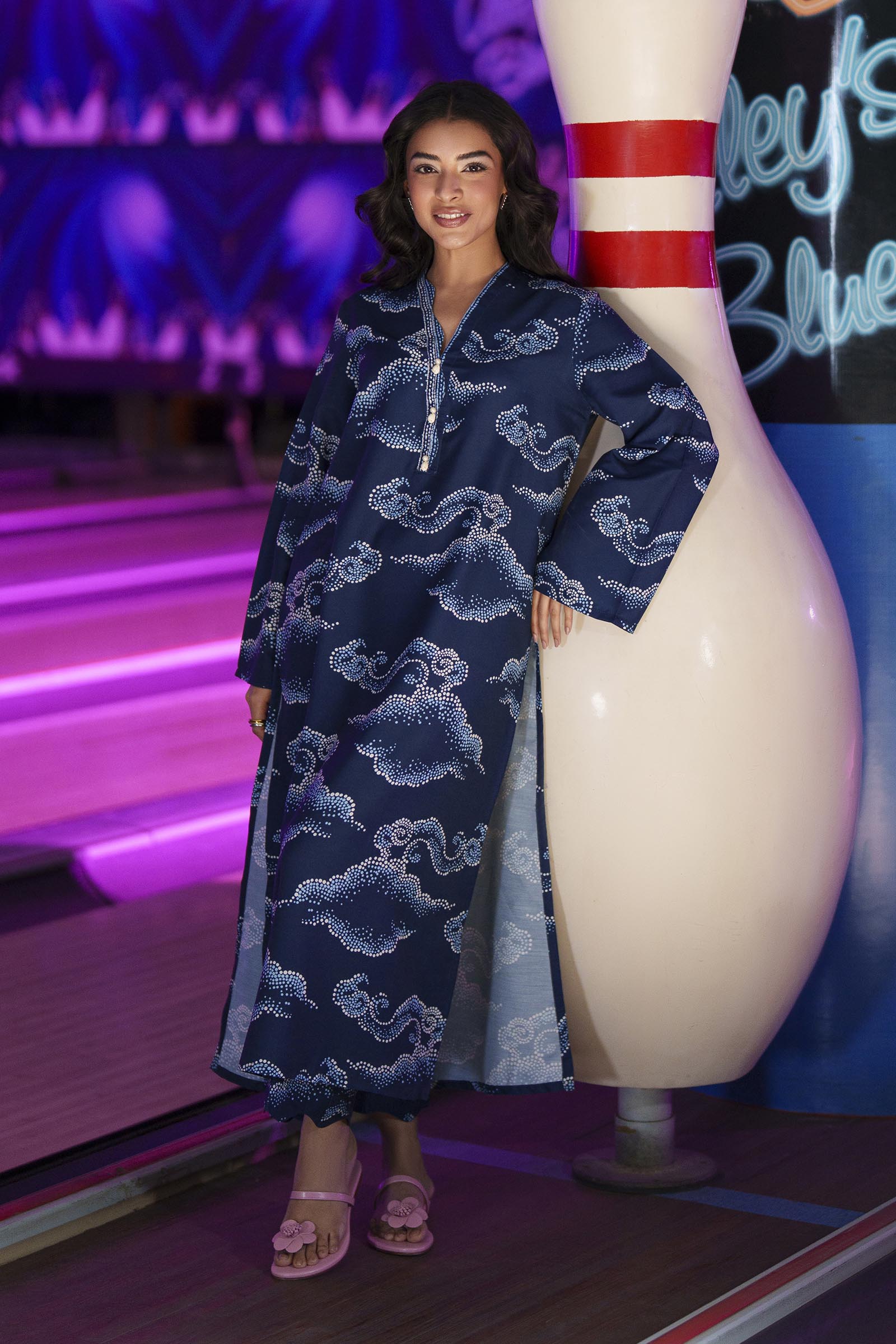 Stitched Printed Viscose Shirt + Culotte