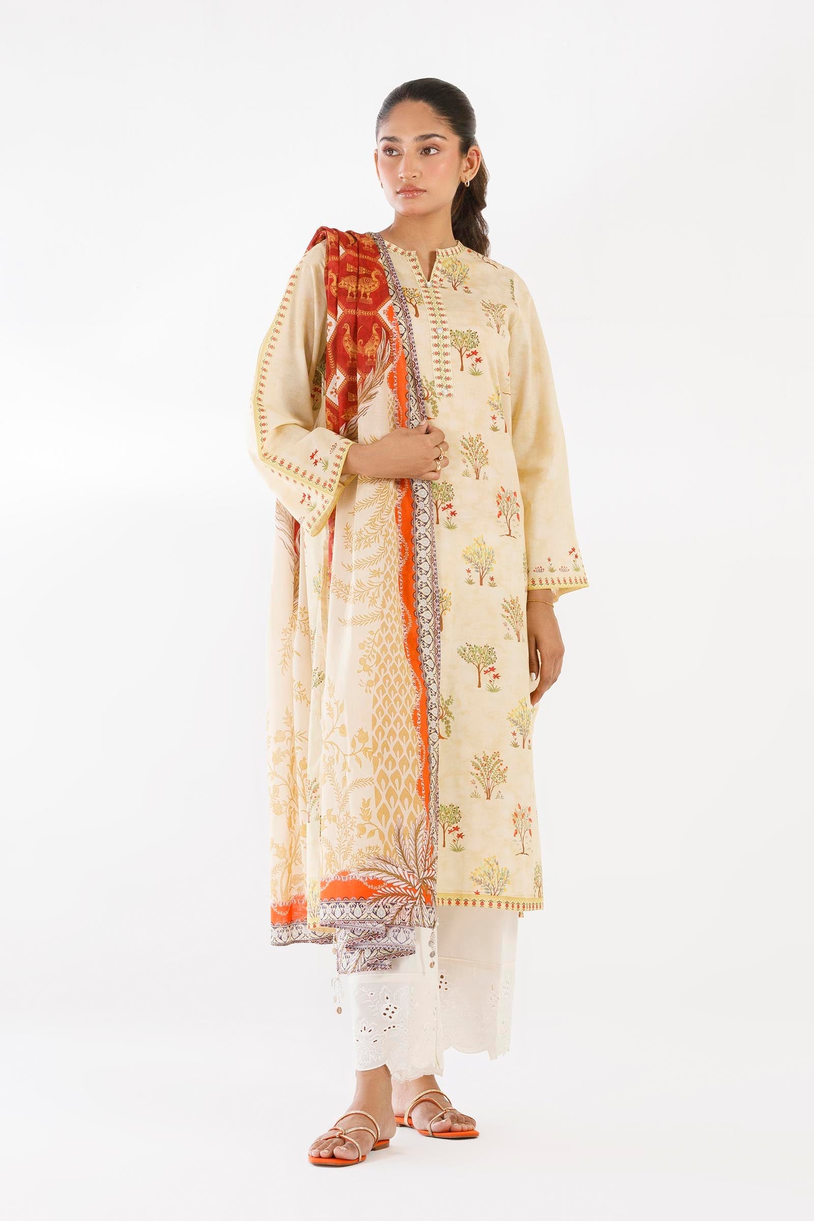 Stitched Printed Lawn Shirt+ Dupatta