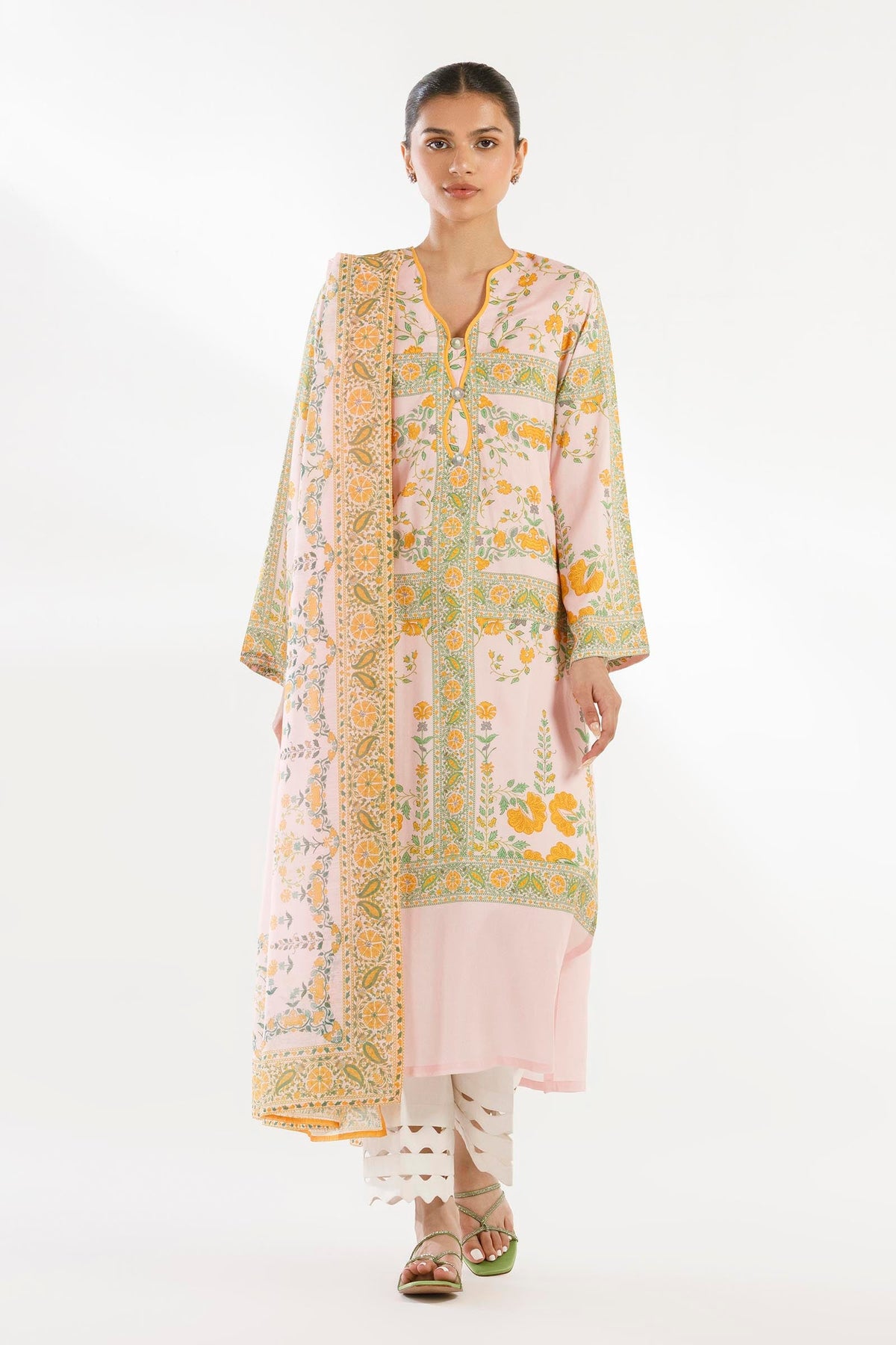 Stitched Printed Linen Shirt + Dupatta