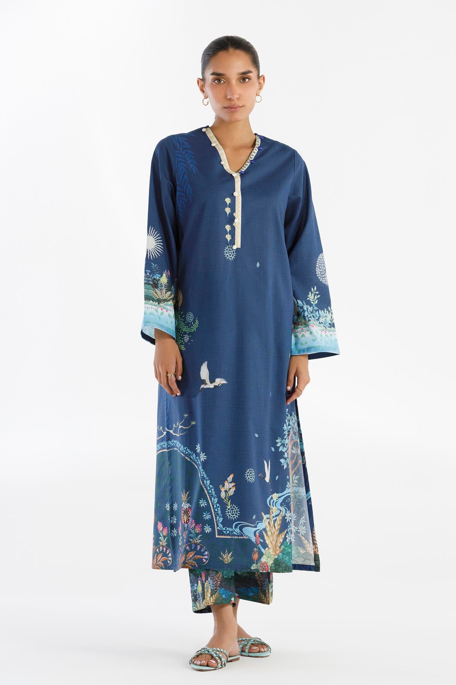 Stitched Printed Lawn Shirt+ Culotte