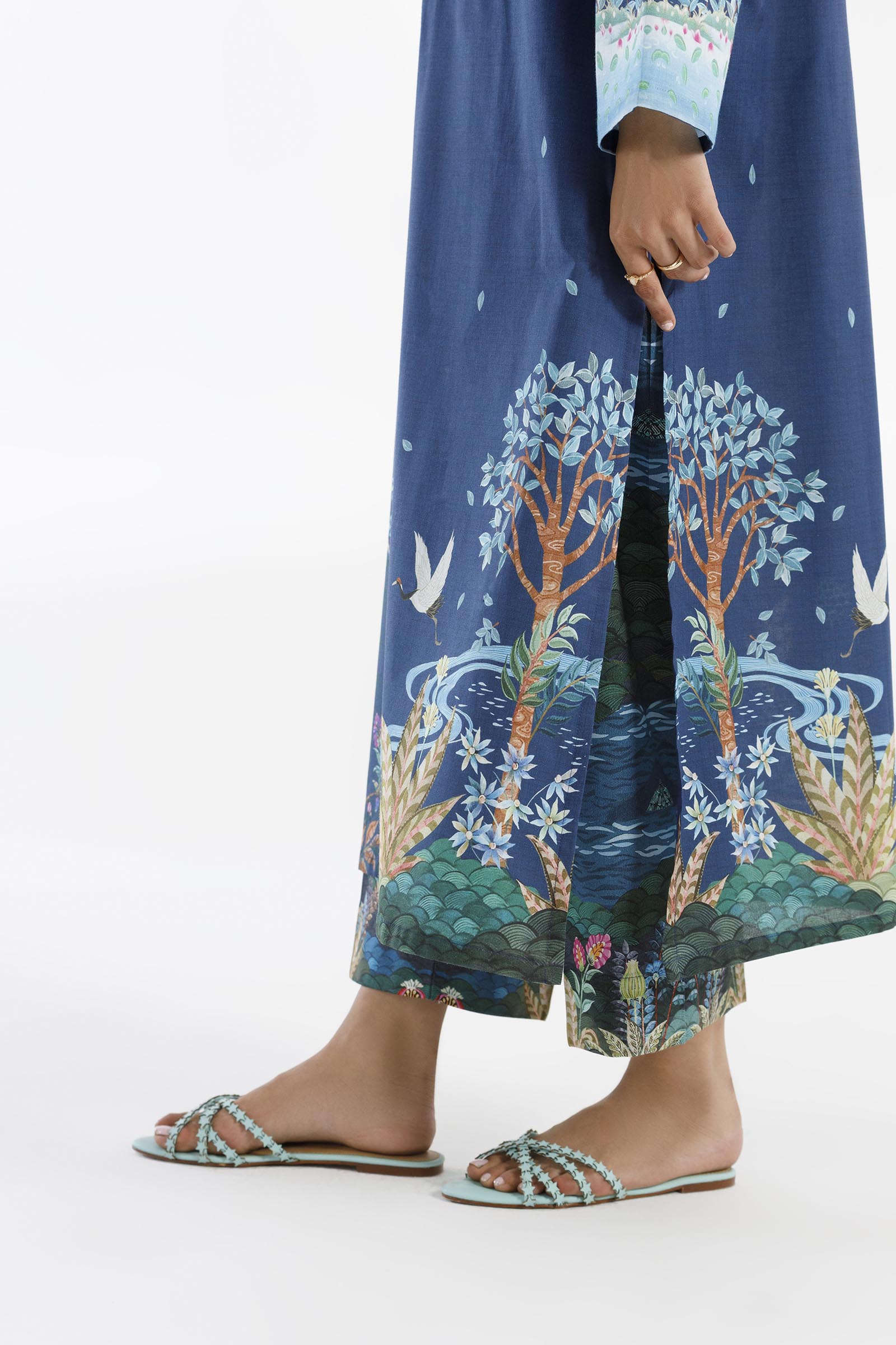 Stitched Printed Lawn Shirt+ Culotte