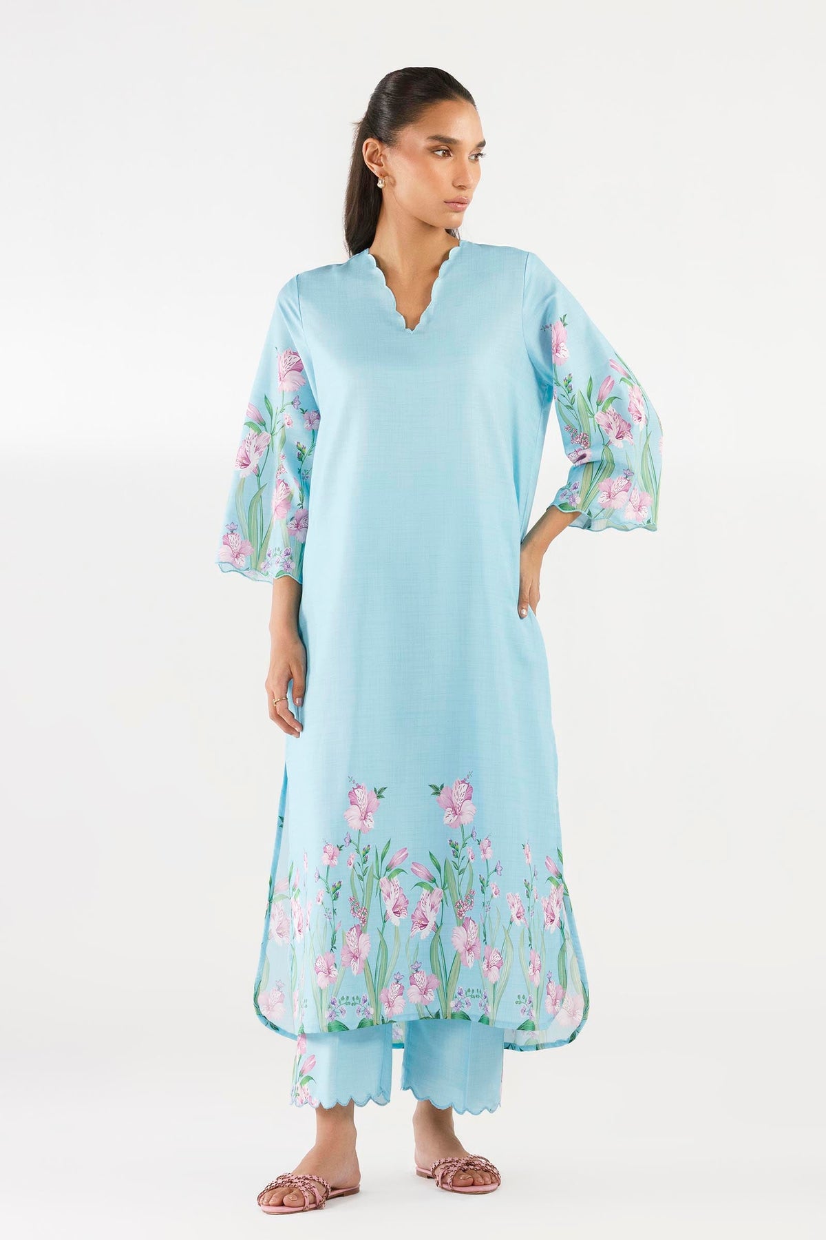 Stitched Printed Viscose Shirt+ Culotte