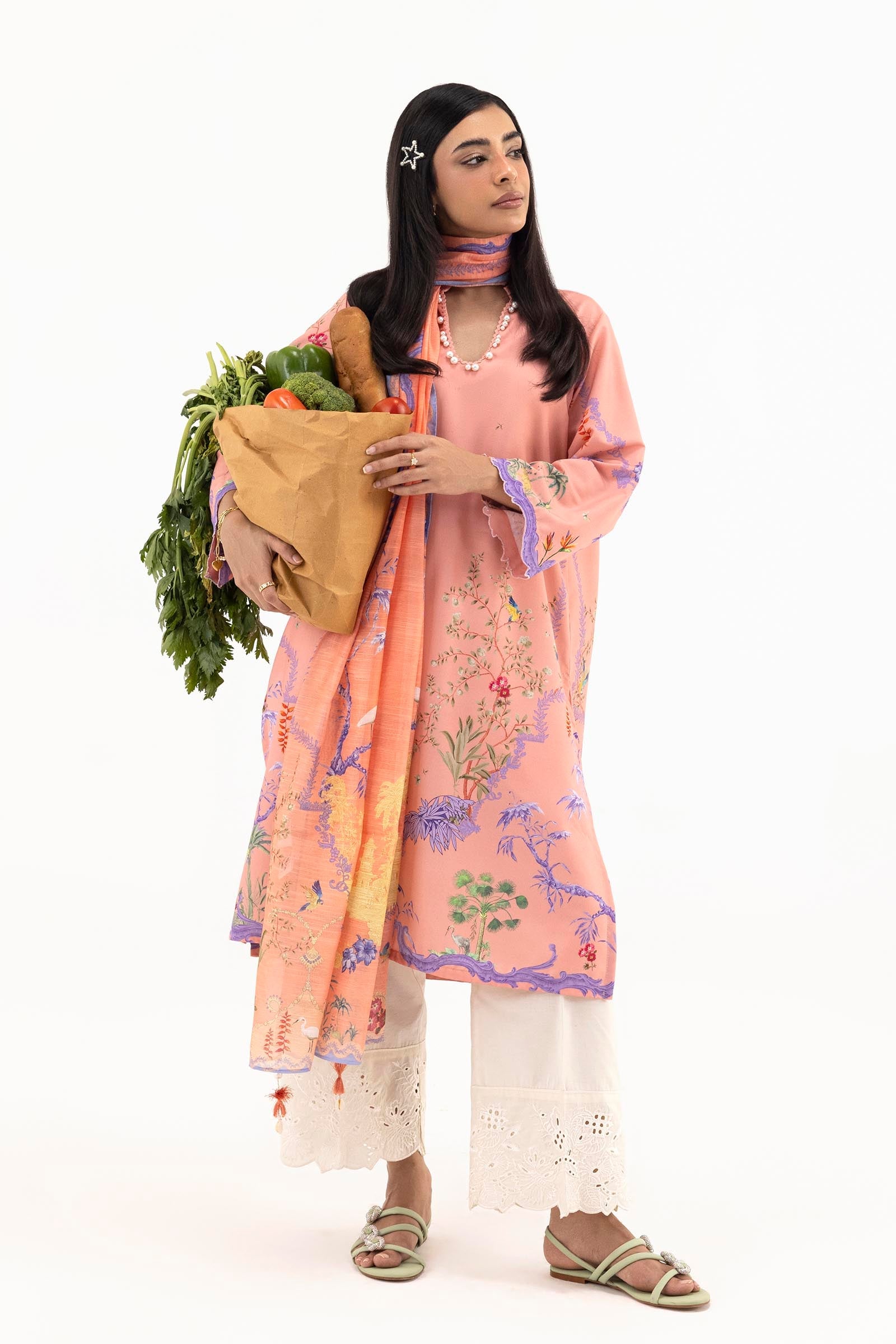 Stitched Printed Linen Shirt+ Dupatta