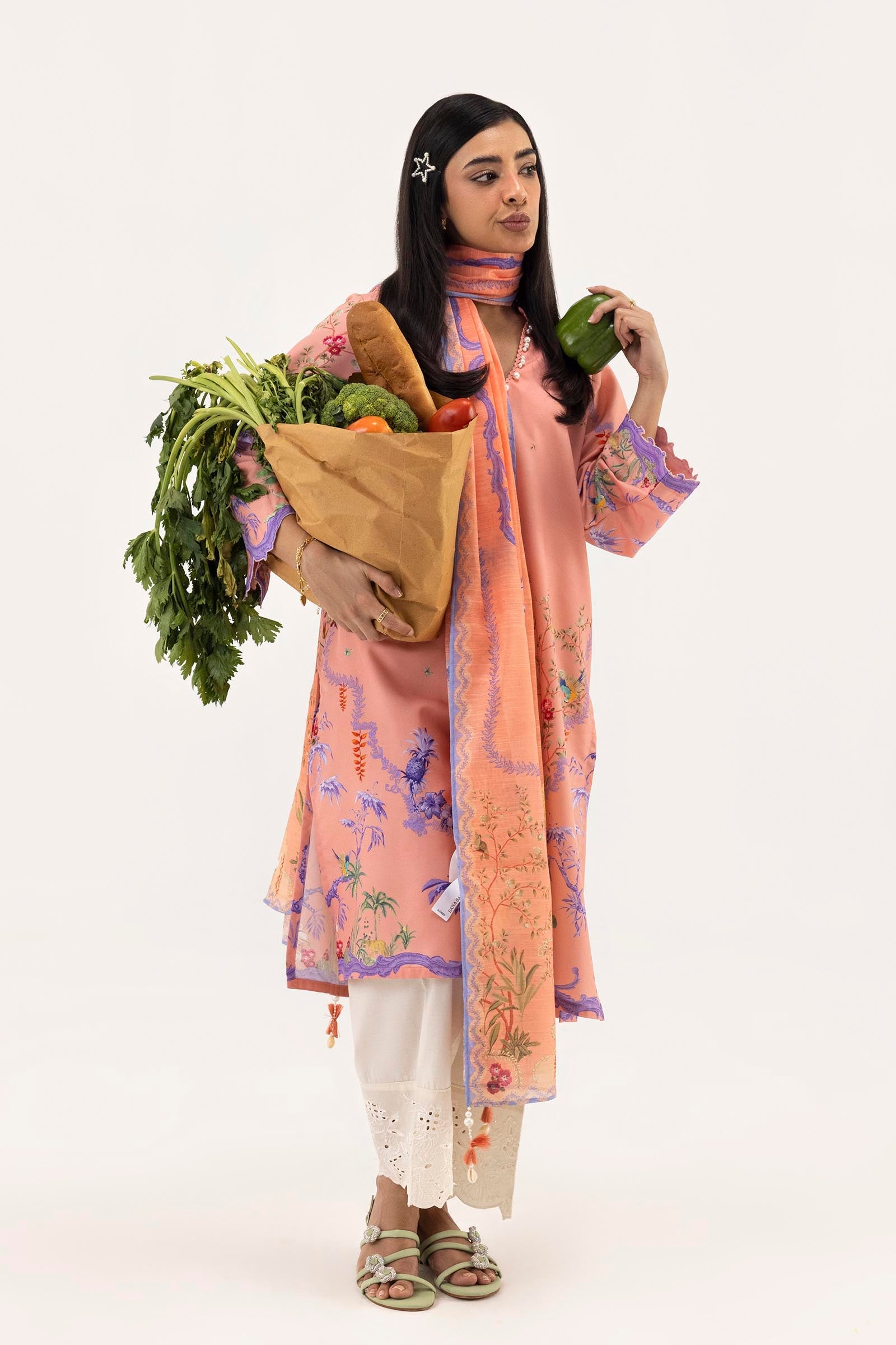 Stitched Printed Linen Shirt+ Dupatta