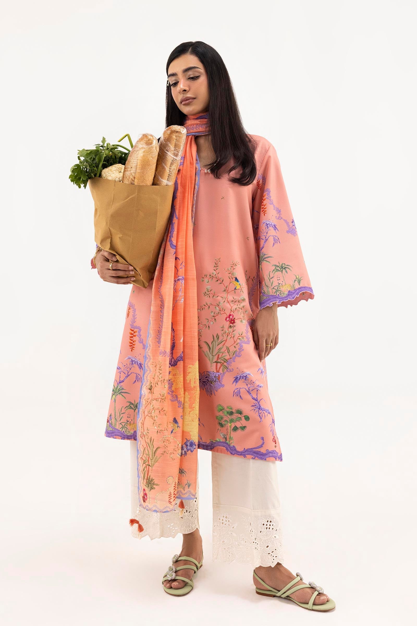 Stitched Printed Linen Shirt+ Dupatta
