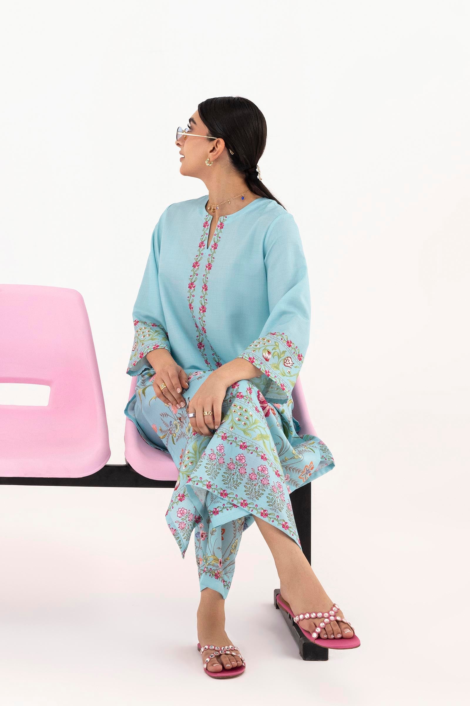 Stitched Printed Viscose Shirt+ Culotte