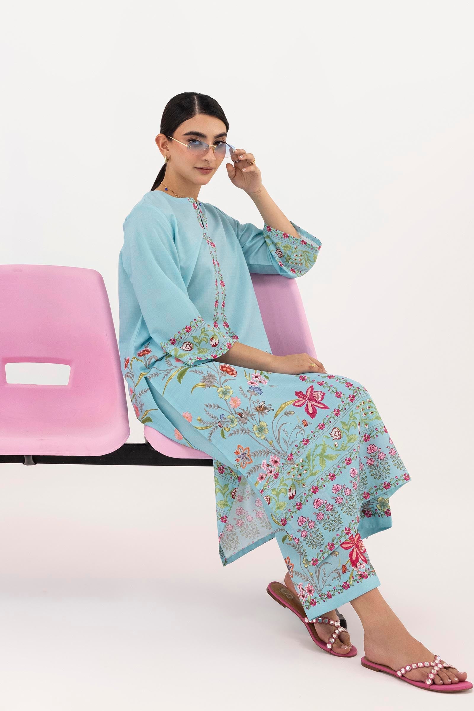Stitched Printed Viscose Shirt+ Culotte