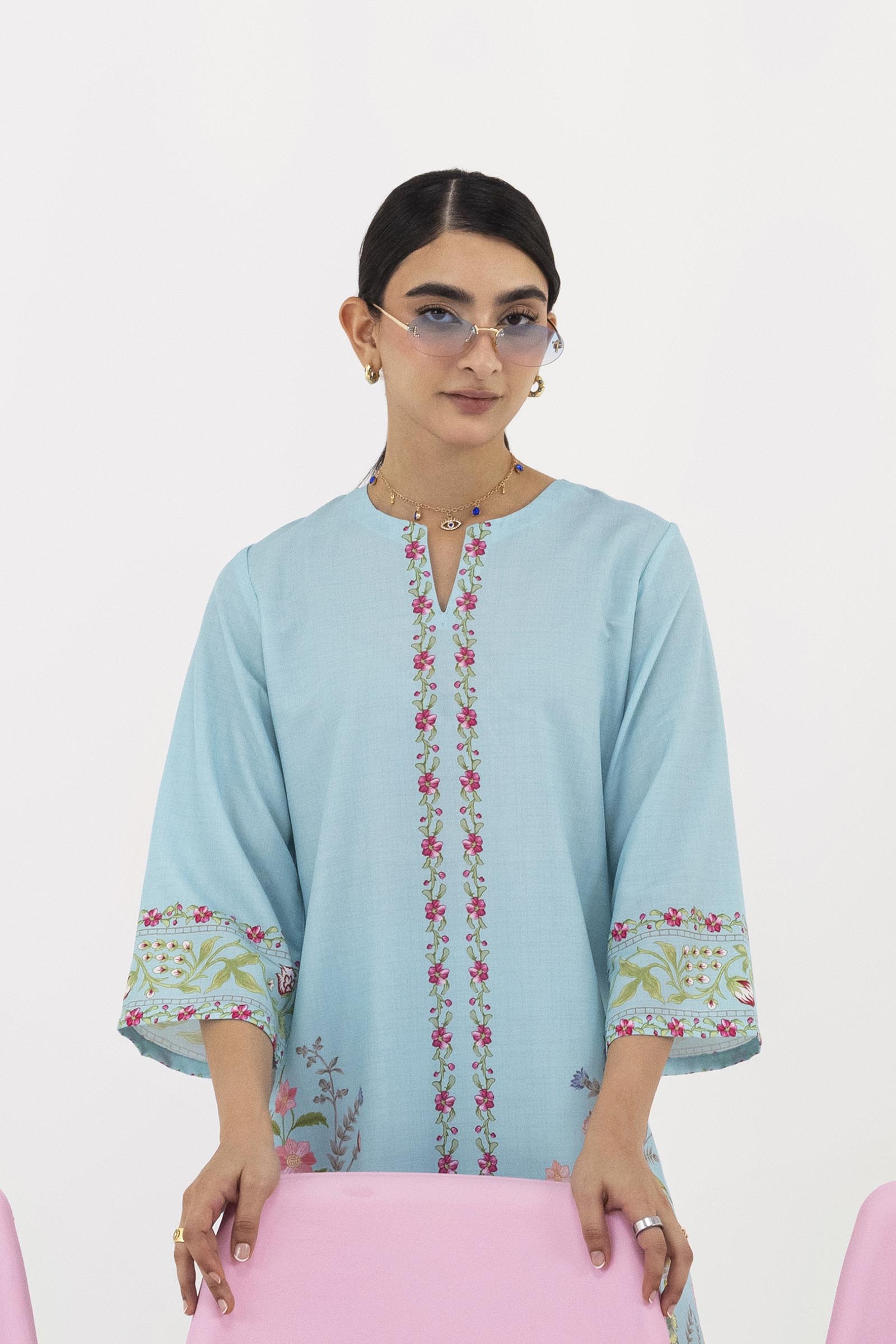 Stitched Printed Viscose Shirt+ Culotte