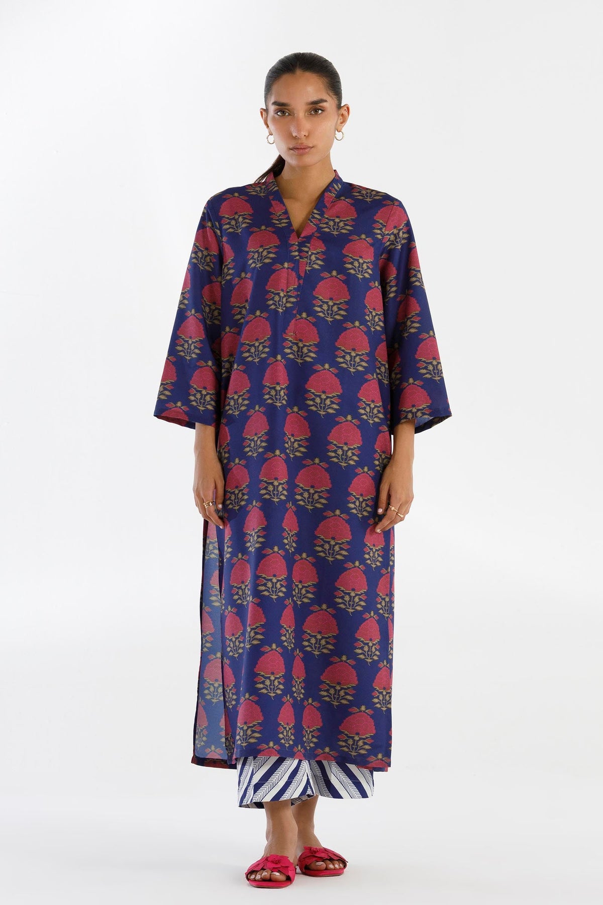 Stitched Printed Viscose Shirt+ Culotte