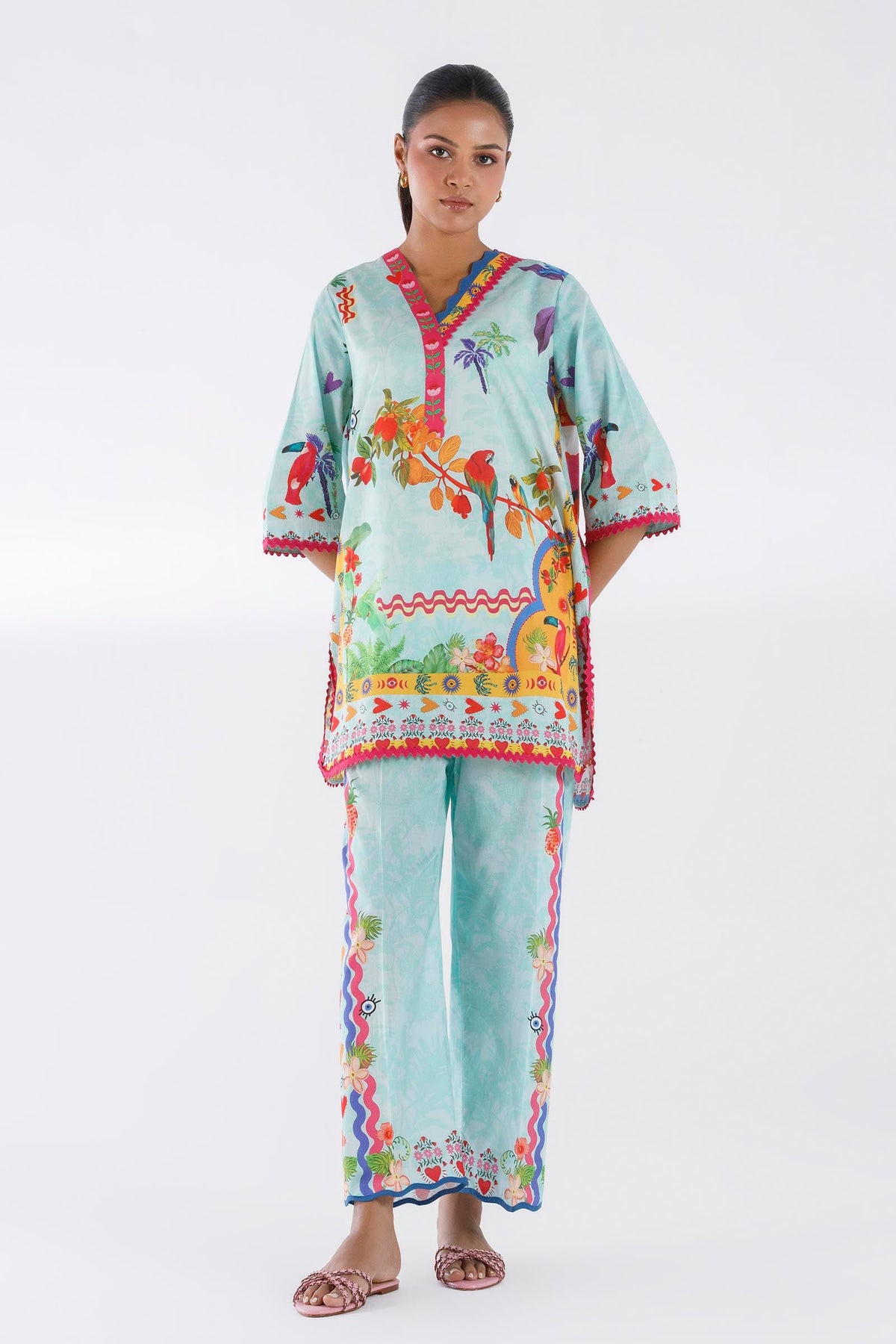 Stitched Printed Lawn Shirt+ Culotte