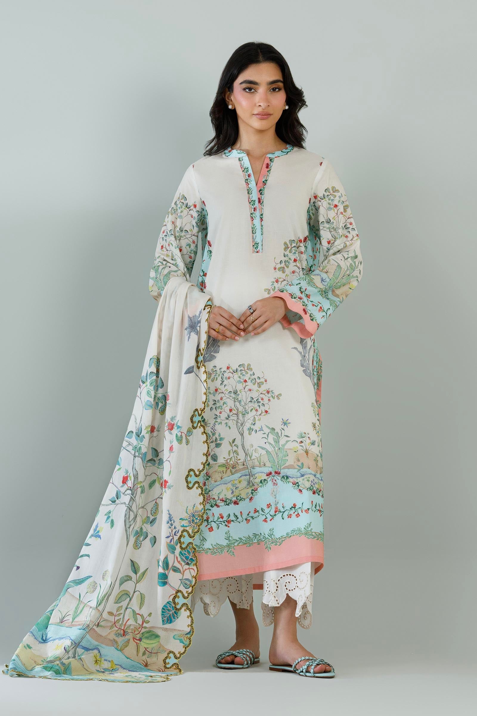 Stitched Printed Lawn Shirt+ Dupatta
