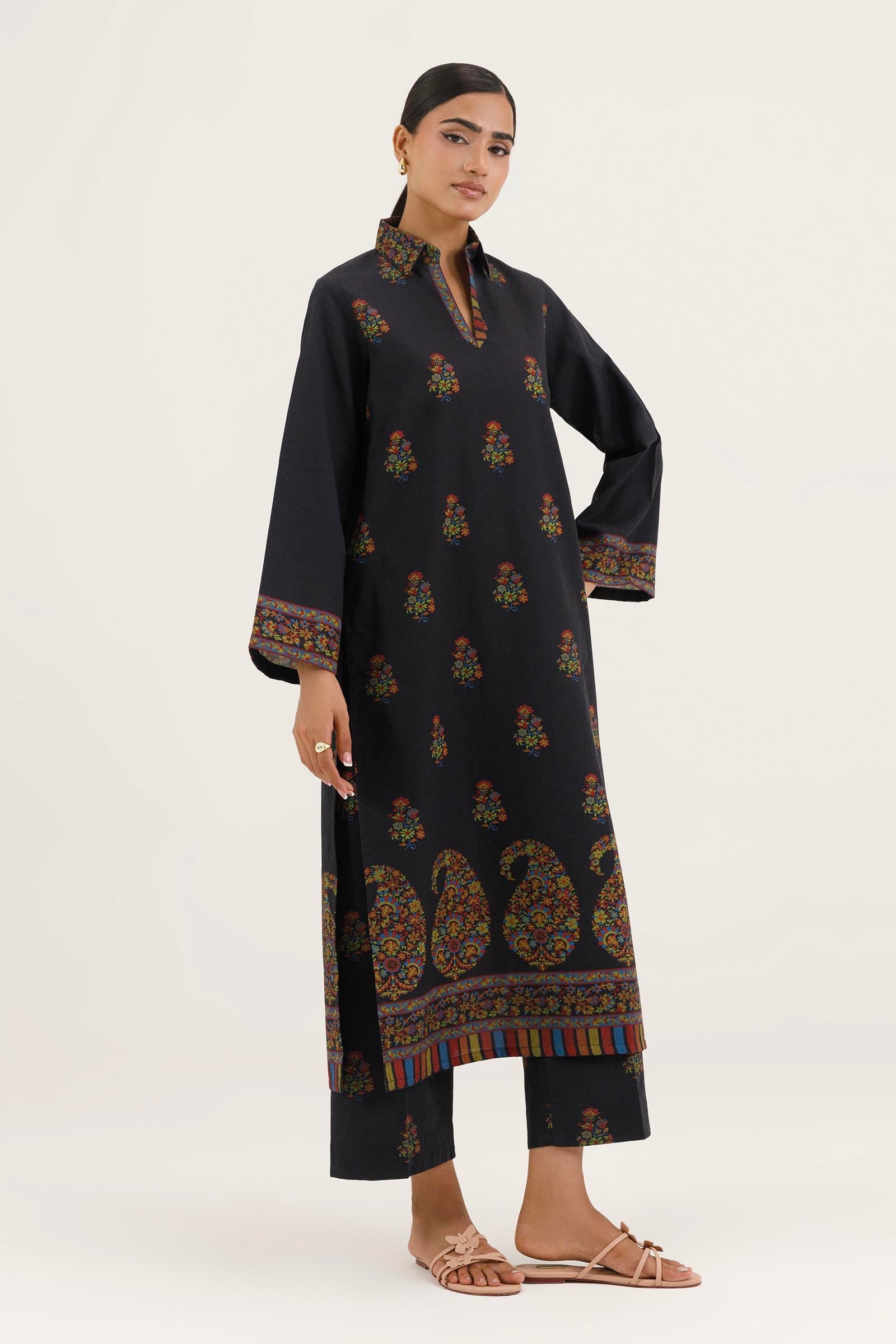 Stitched Printed Dobby Shirt+ Culotte