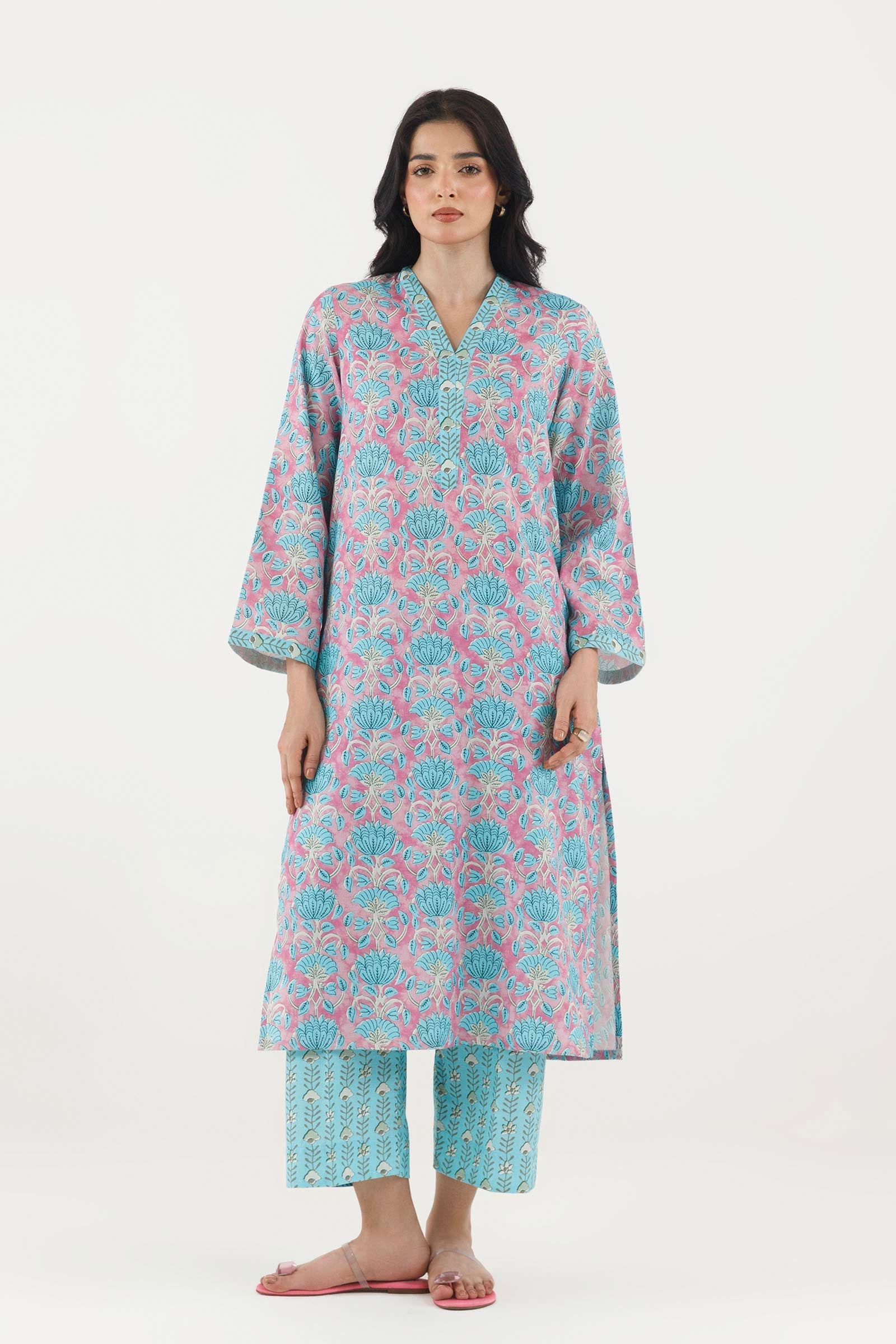 Stitched Printed Fancy Dobby Shirt+ Culotte