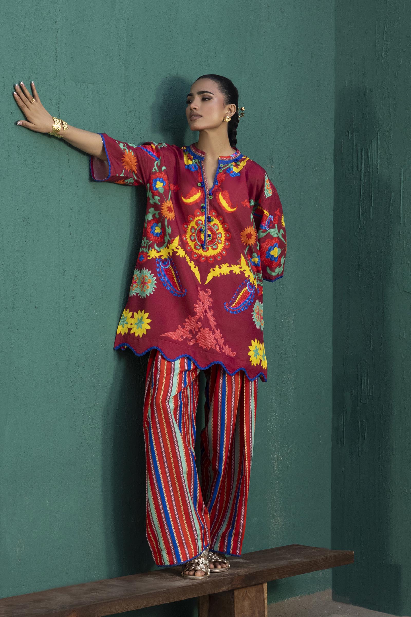 Stitched Printed Viscose Shirt+ Shalwar