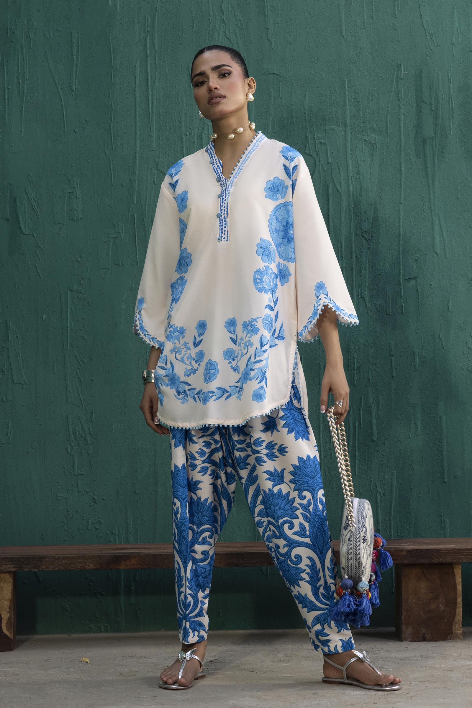 Stitched Printed Viscose Shirt+ Shalwar